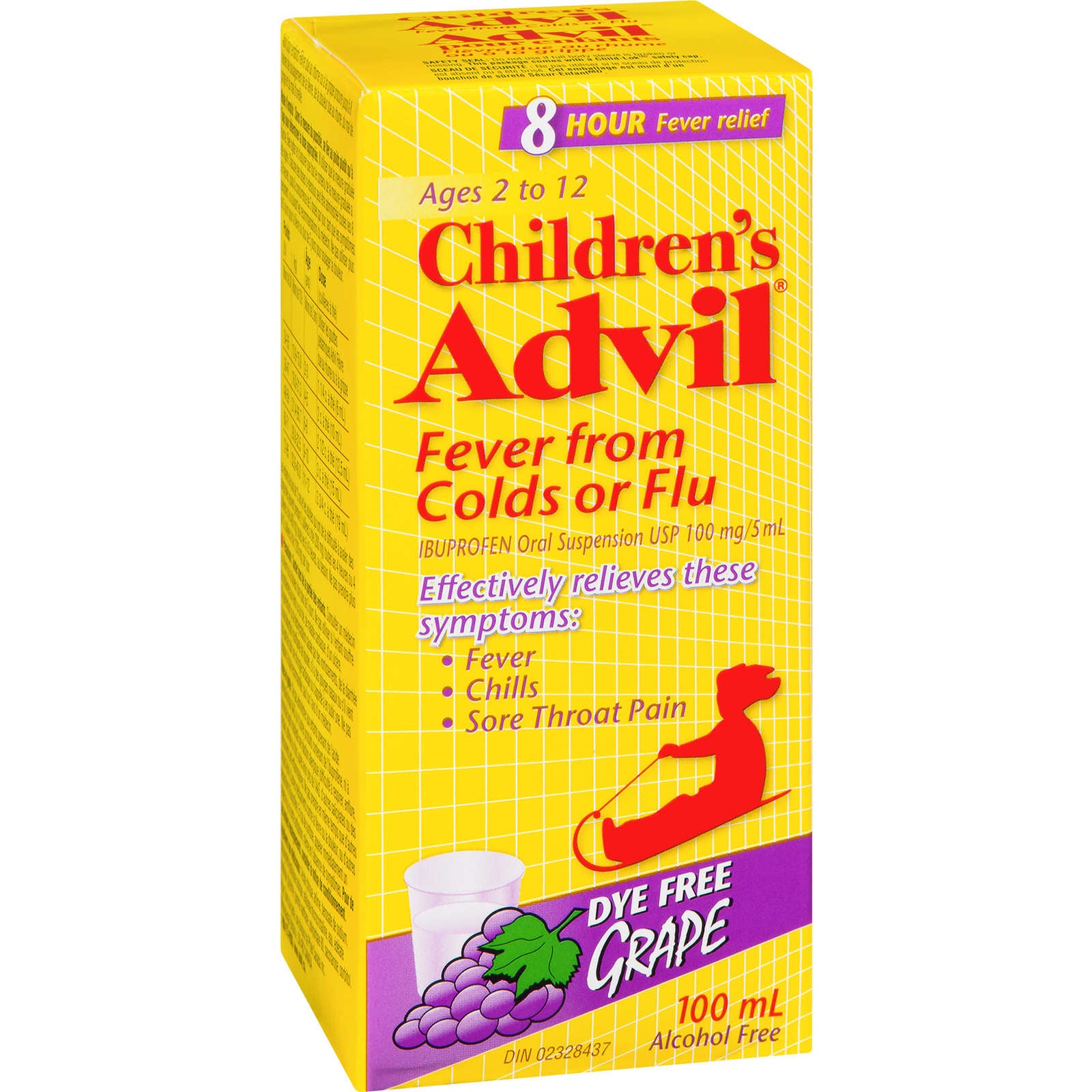 Children's Advil Fever From Colds or Flu Ibuprofen Oral Suspension USP 100 mg/5 mL Grape 100 mL