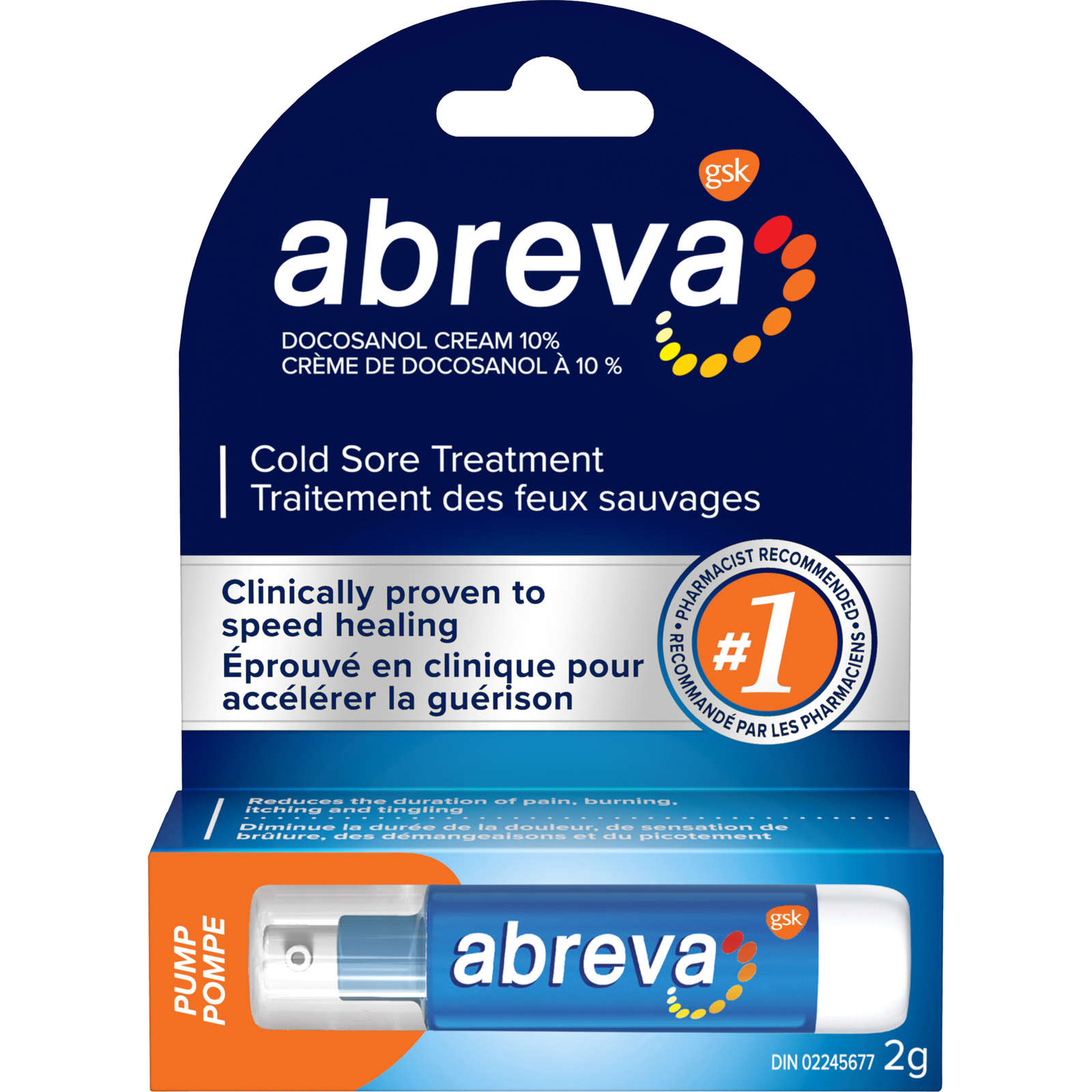 Abreva Cold Sore Treatment Cream Pump 2g