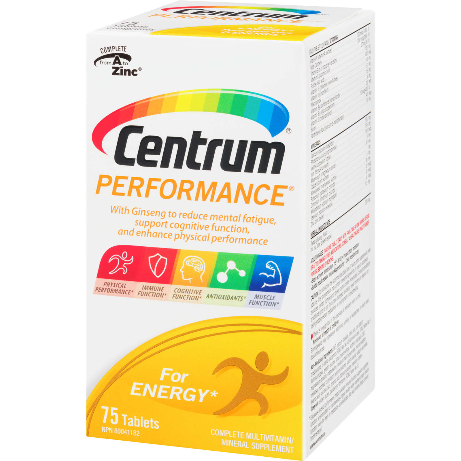 Centrum Performance Multivitamin and Multimineral Supplement Tablets with Ginseng, 75 Count