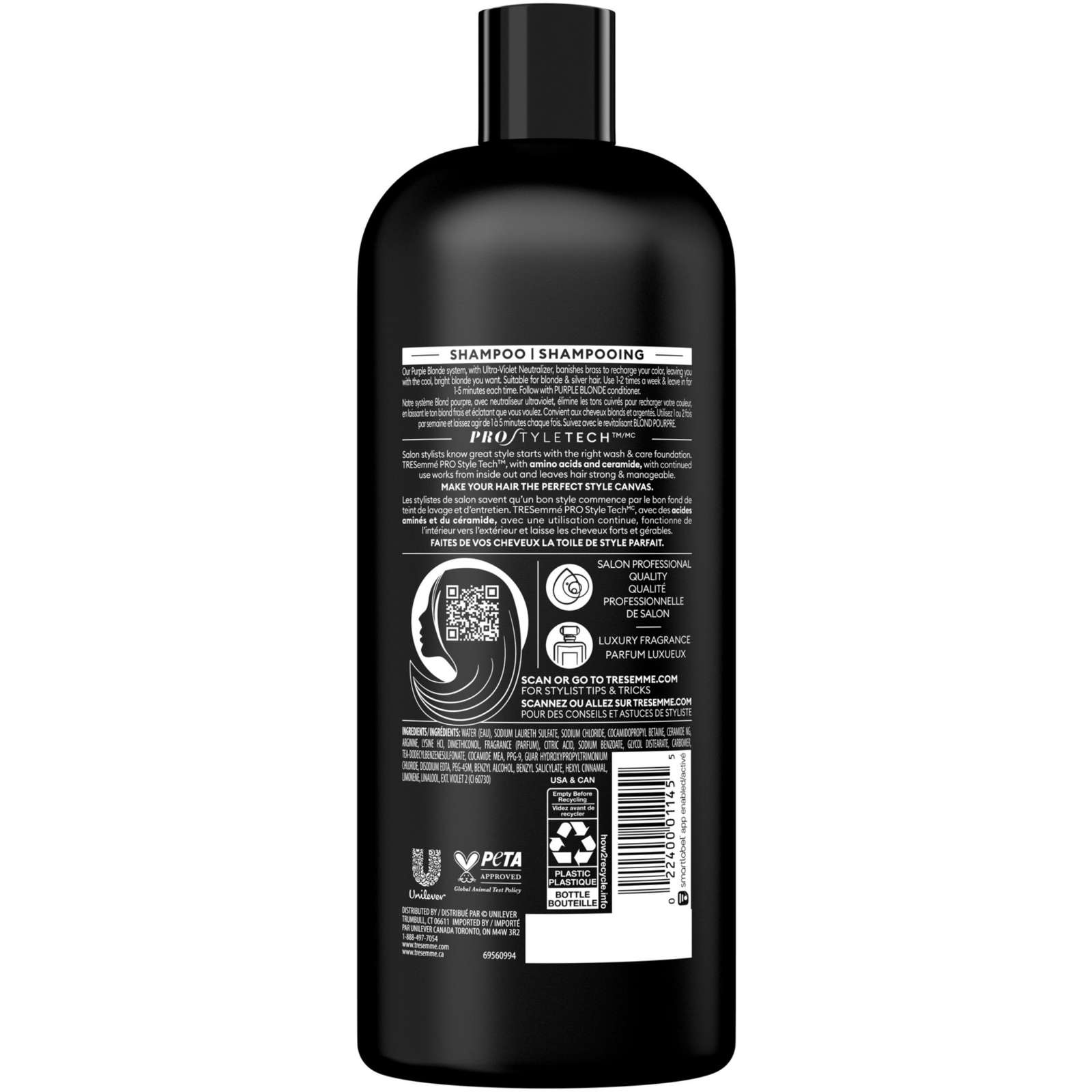 Purple Blonde Shampoo for blonde or silver coloured hair Ultra-violet Neutralizer formulated with Pro Style Technology™
