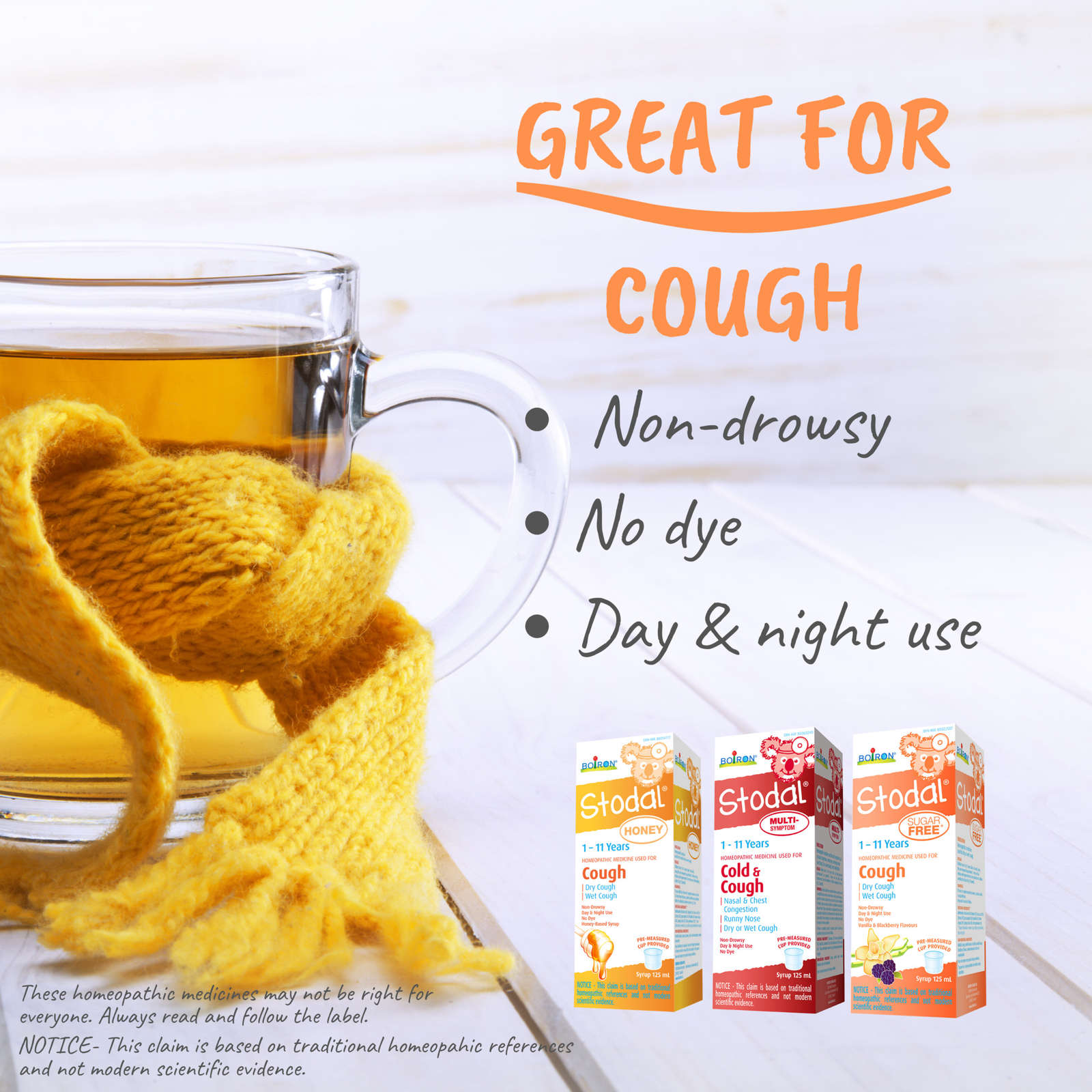 Children's Stodal Multi-Symptom for Dry Cough or Wet Cough and Cold Symptoms in Children 1 to 11 Years of Age.