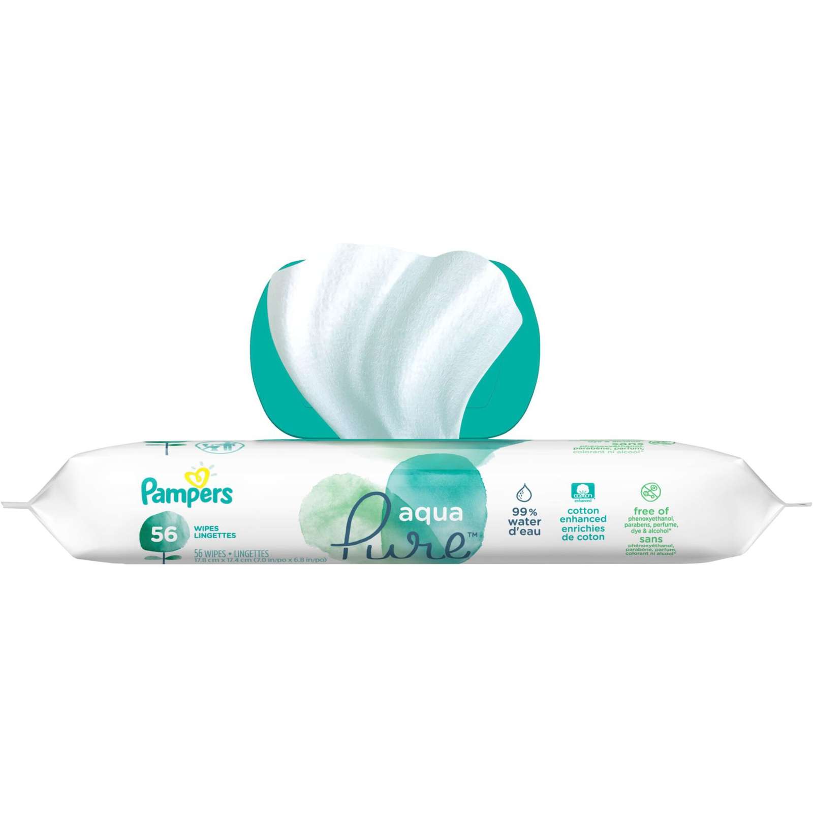 Pampers Aqua Pure Sensitive Baby Wipes 1X Pop-Top 56 Count