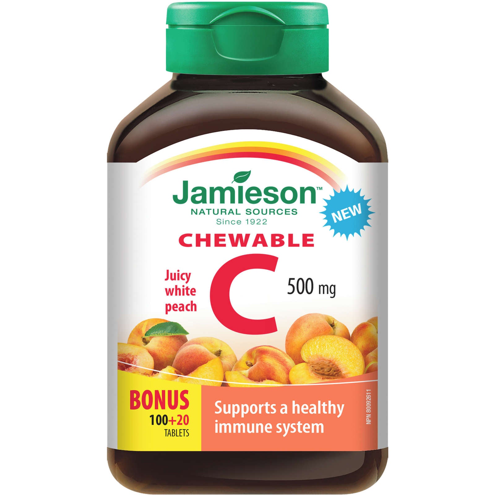 Chewable Vitamin C 500 mg White Juicy Peach