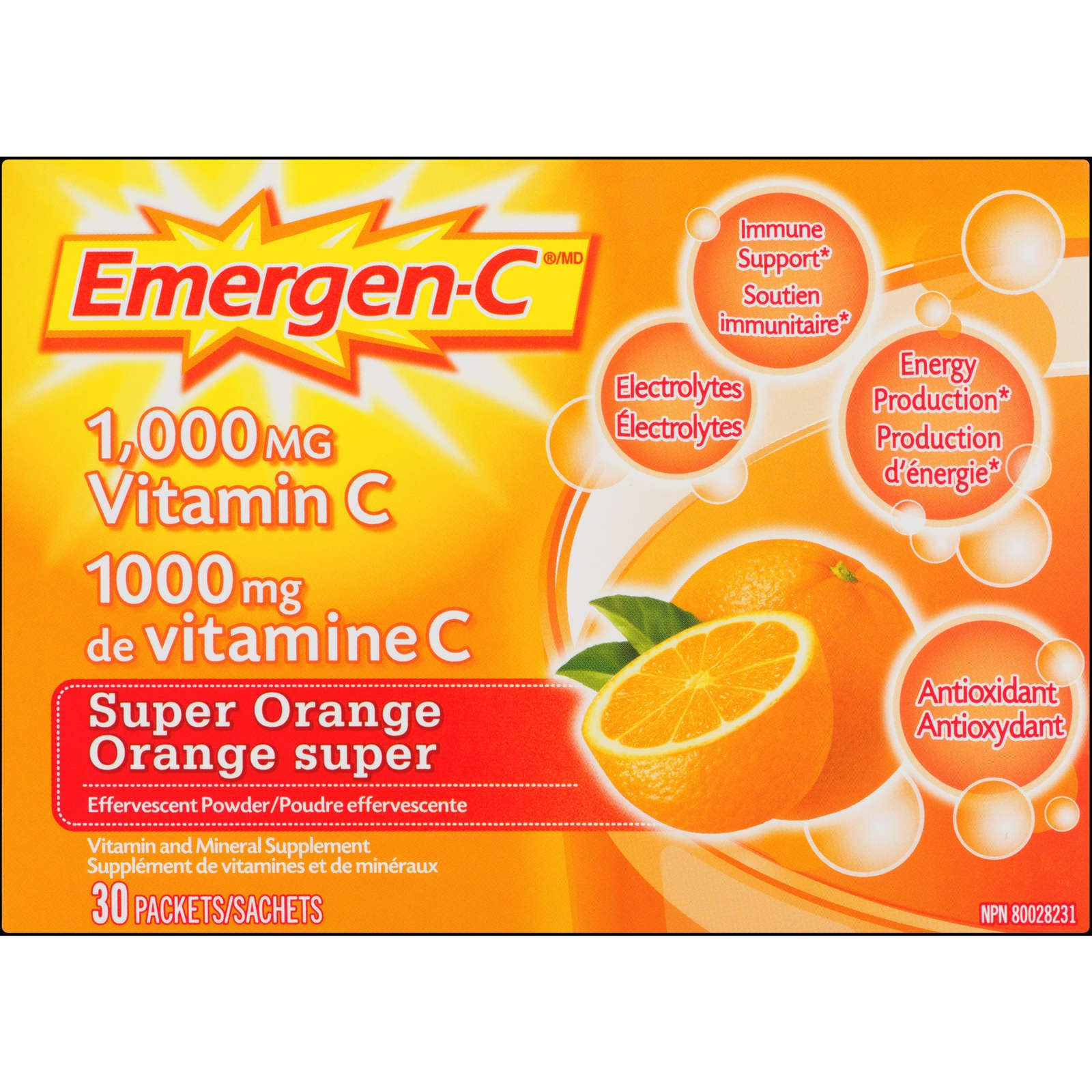 Emergen-C Vitamin C & Mineral Supplement Fizzy Drink Mix, Super Orange