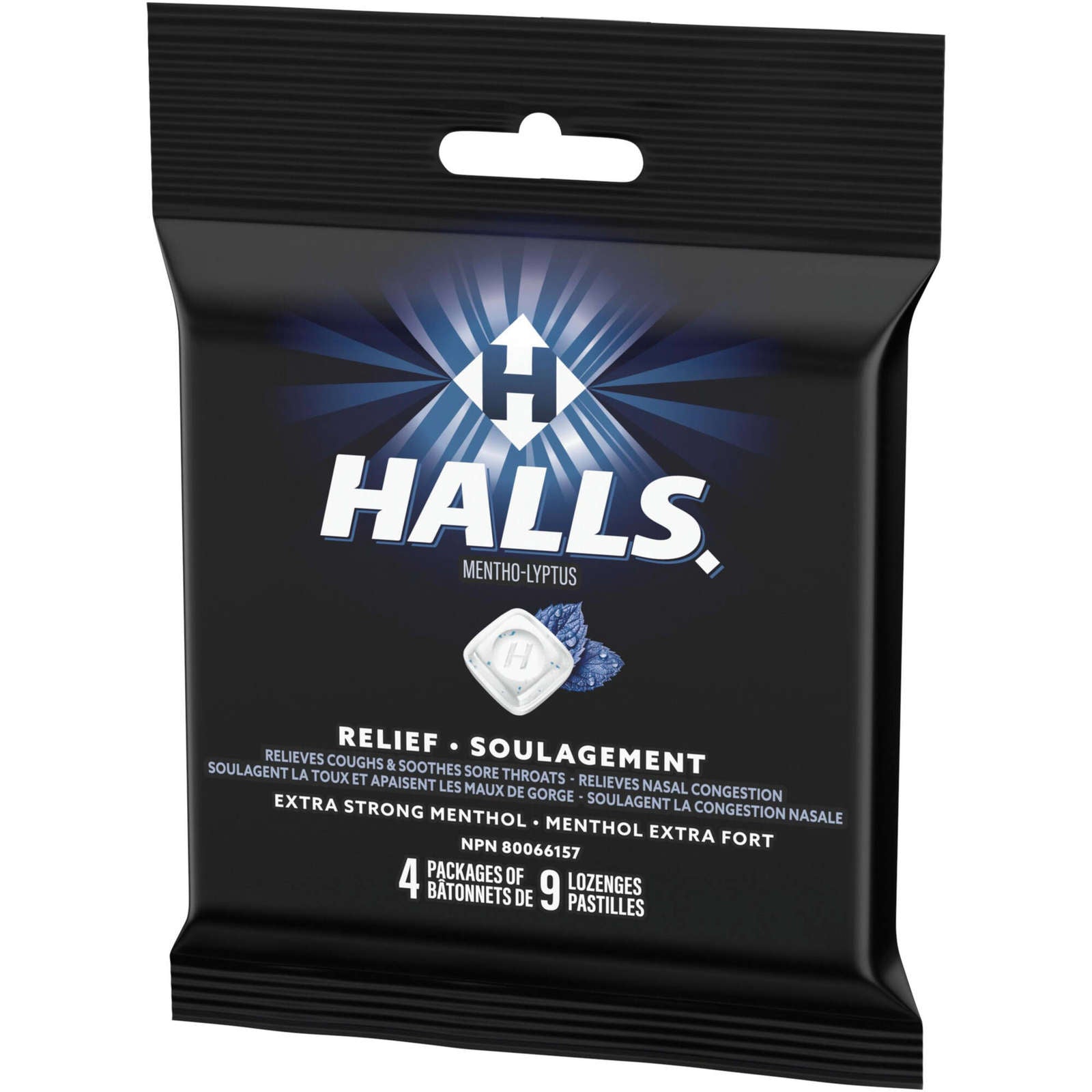 Halls Relief Mentho-lyptus Extra Strong Menthol, 4 x 9 Cough Drops Multipack