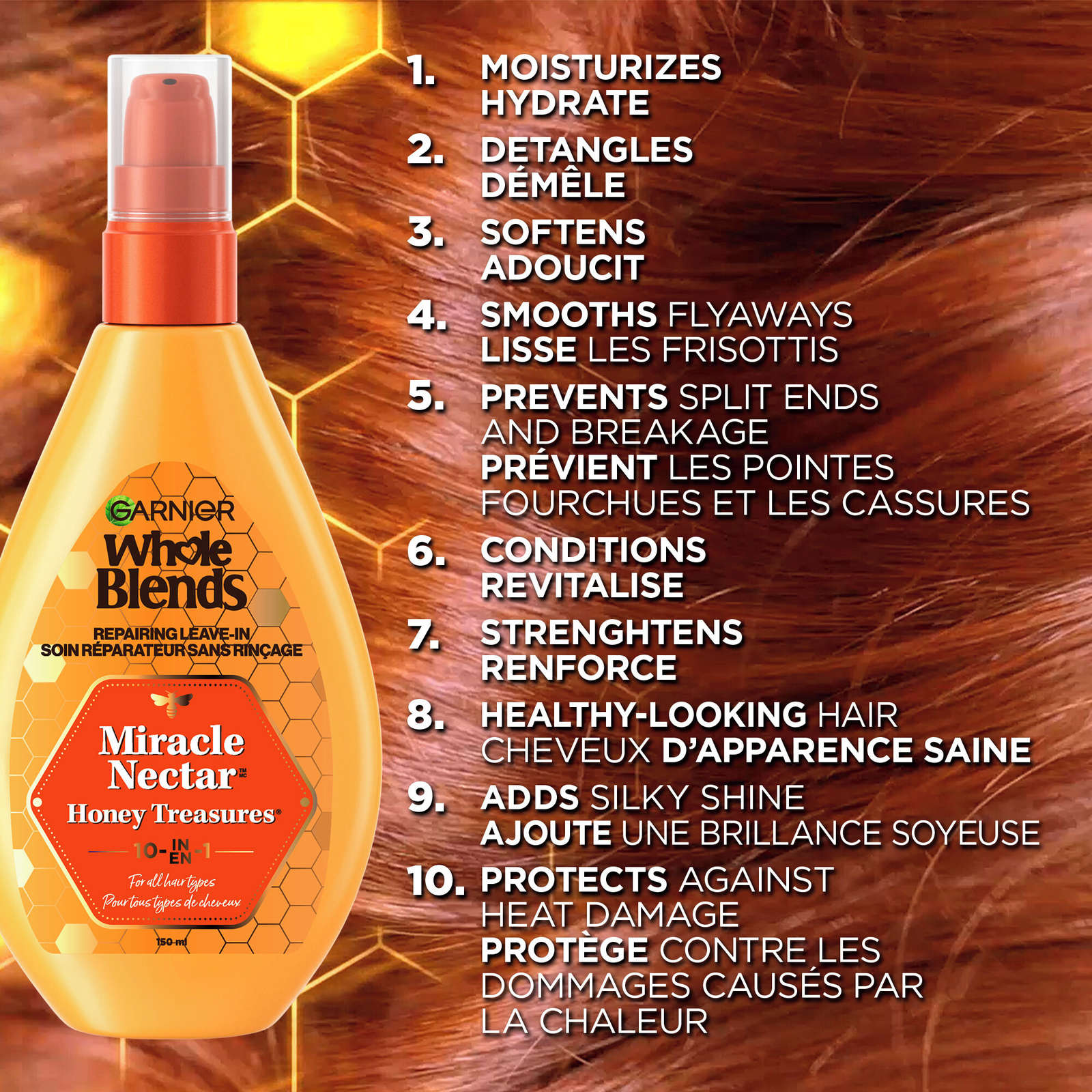 Whole Blends 10-in-1 Hair Serum, For Damaged Hair, Honey Treasures