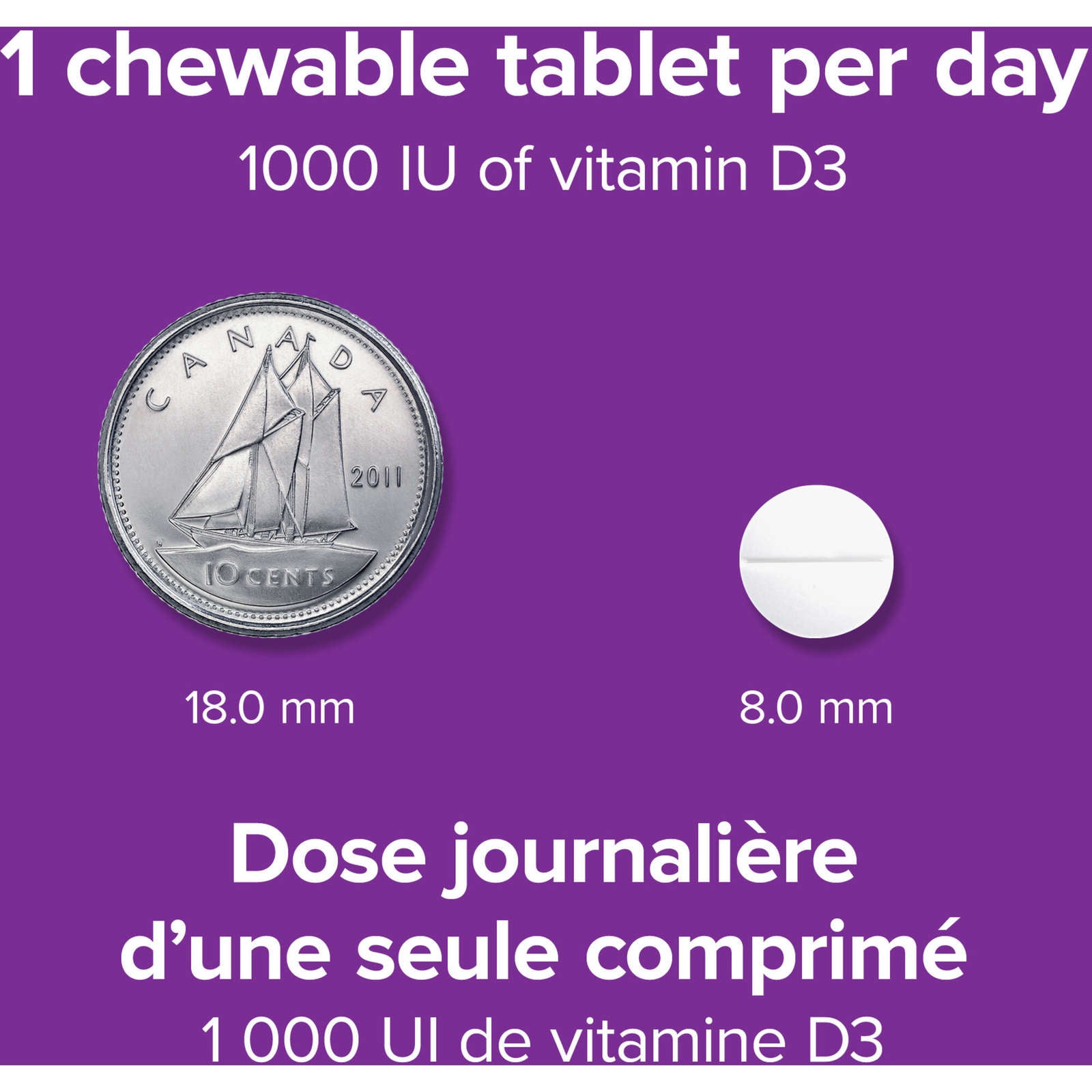 Vitamin D3 Chewable 1000 IU, Natural Orange Flavour