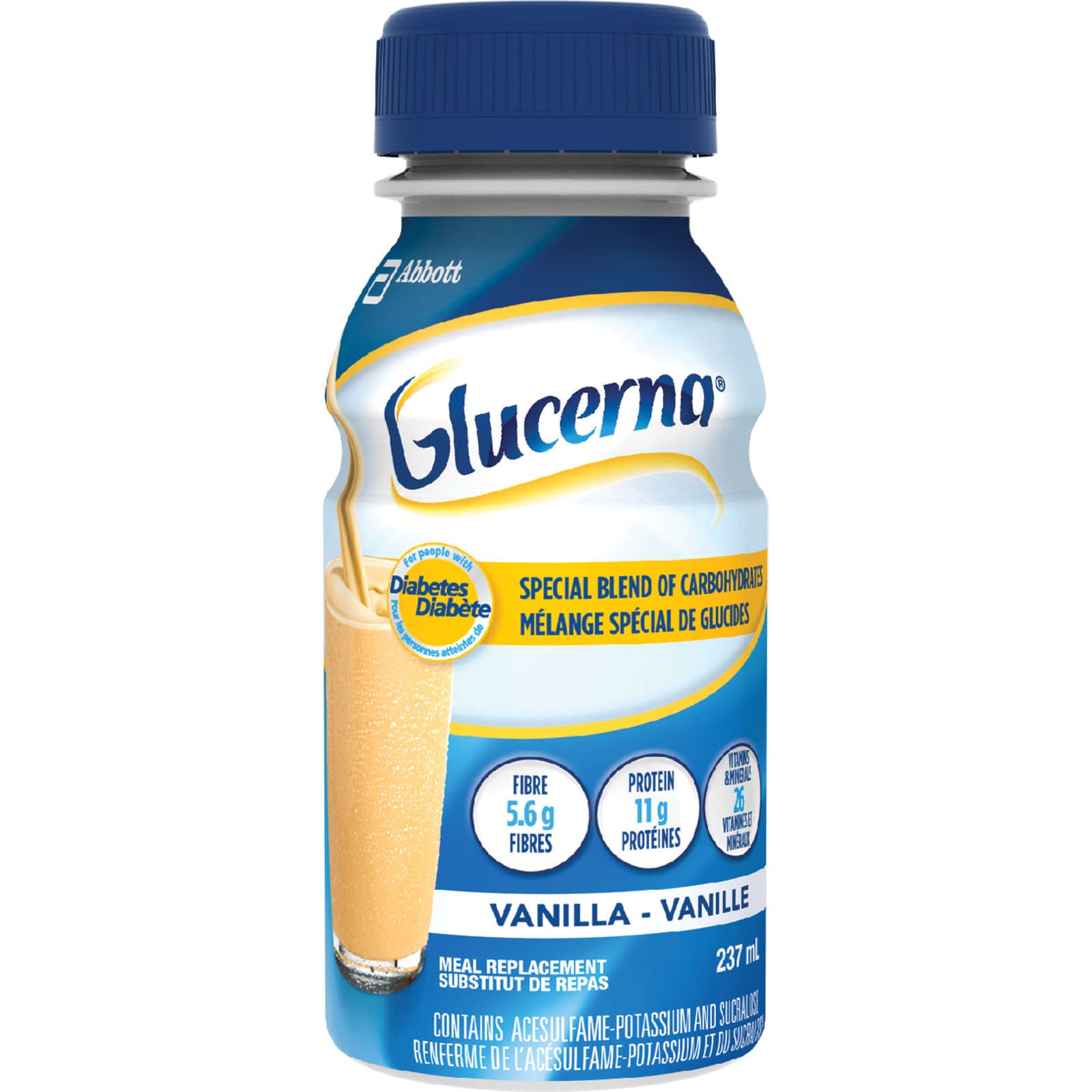 Glucerna® Nutritional Drink, Meal Replacement Shake, Complete, Balanced Nutrition for People with Diabetes, Vanilla, 6 x 237 mL