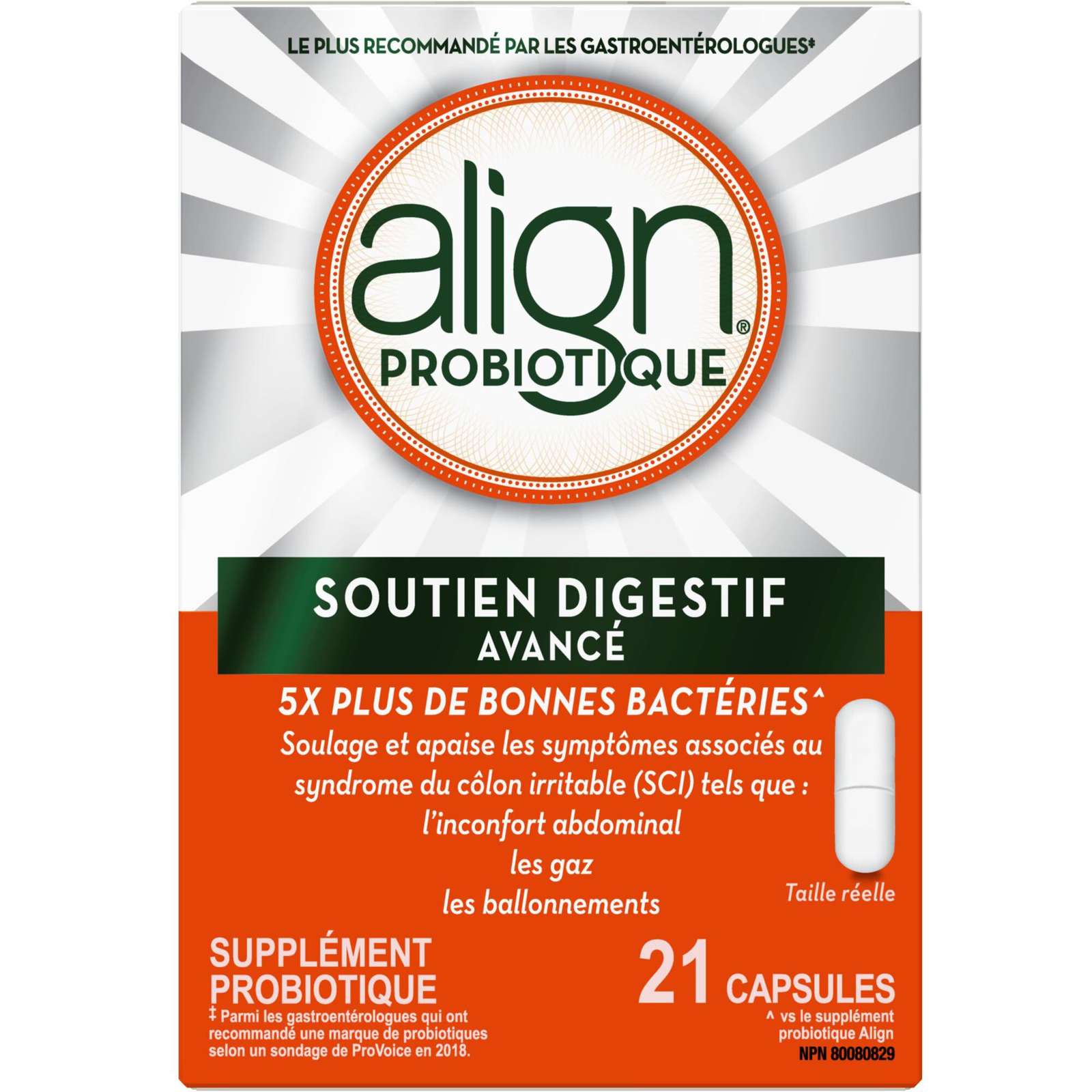 Align Advanced Probiotic, daily probiotic supplement for digestive care, 21 vegetarian capsules, #1 Recommended Probiotic Brand by Doctors‡