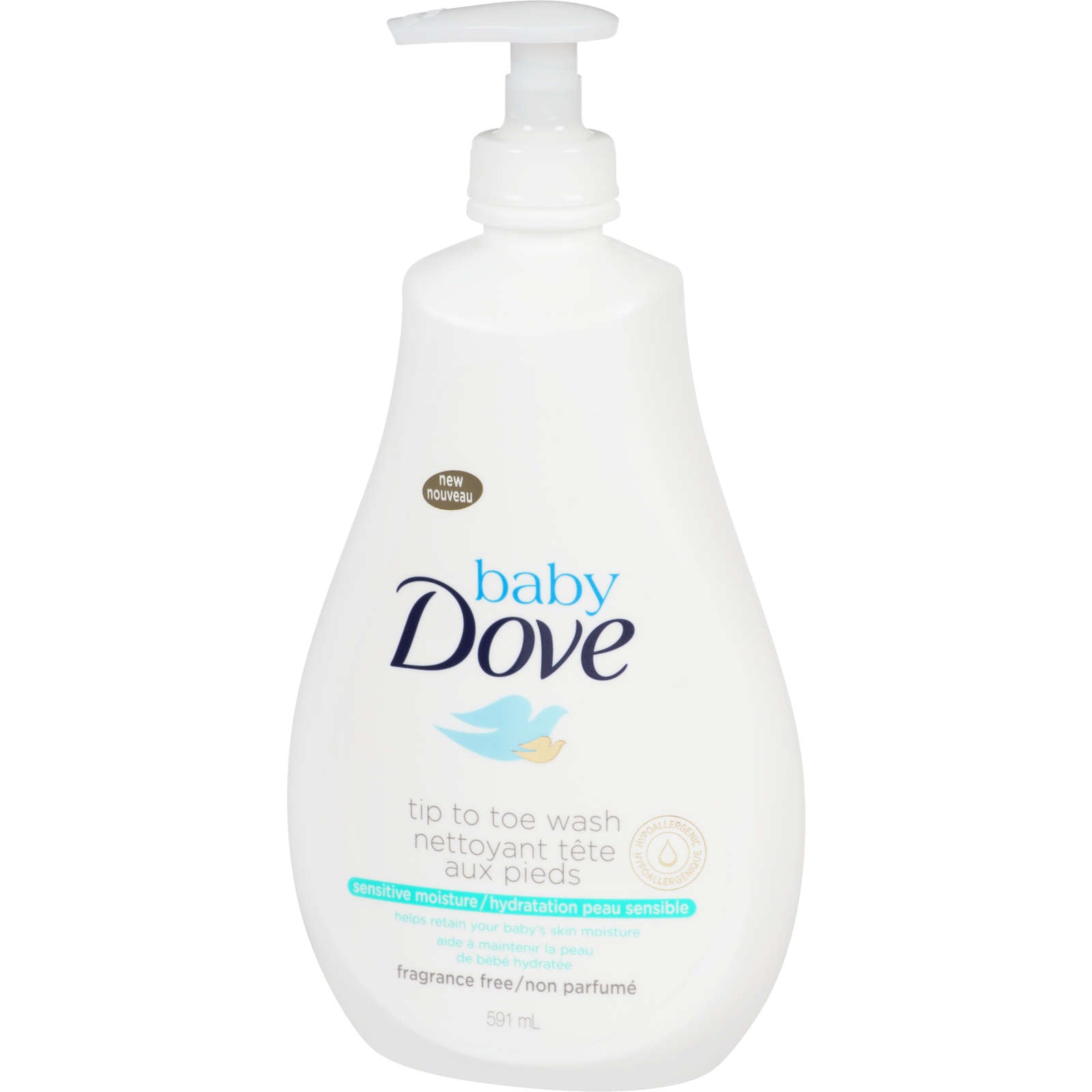 Baby Dove Wash for moisturised skin, eczema prone skin Sensitive Moisture fragrance free 591 ml