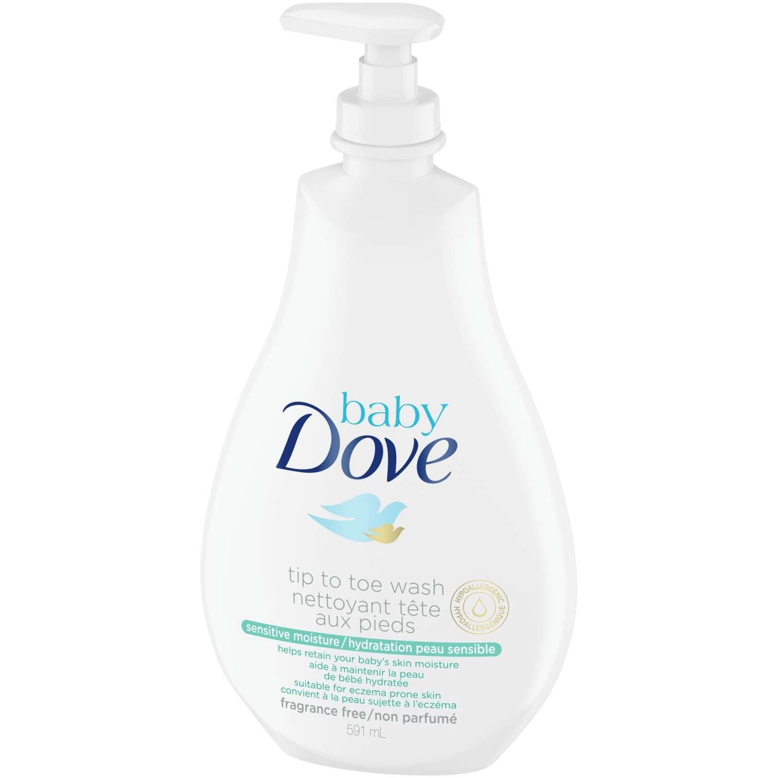 Baby Dove Wash for moisturised skin, eczema prone skin Sensitive Moisture fragrance free 591 ml