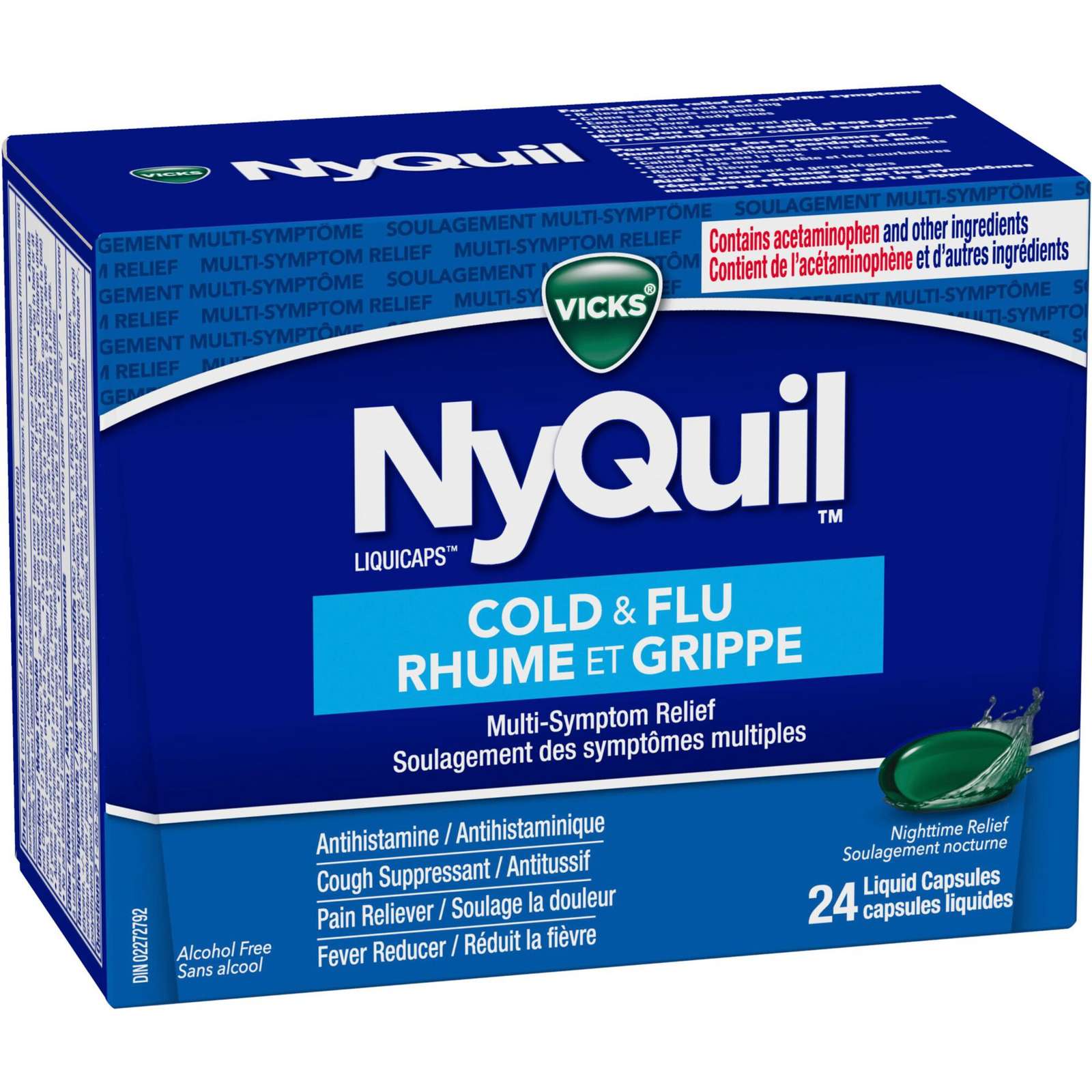 NyQuil Cold & Flu Multi-Symptom Relief Liquid Capsules, 24 Count