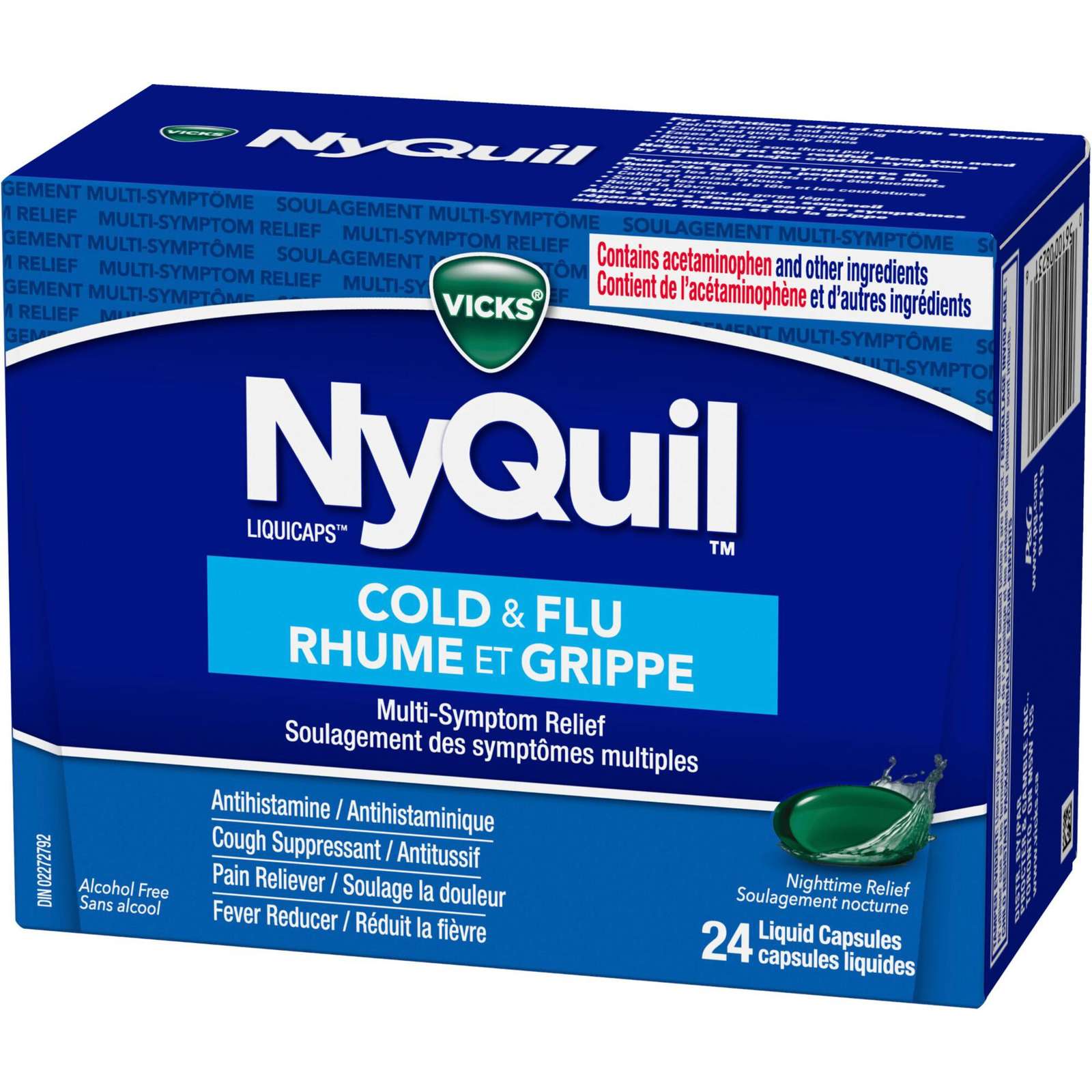 NyQuil Cold & Flu Multi-Symptom Relief Liquid Capsules, 24 Count