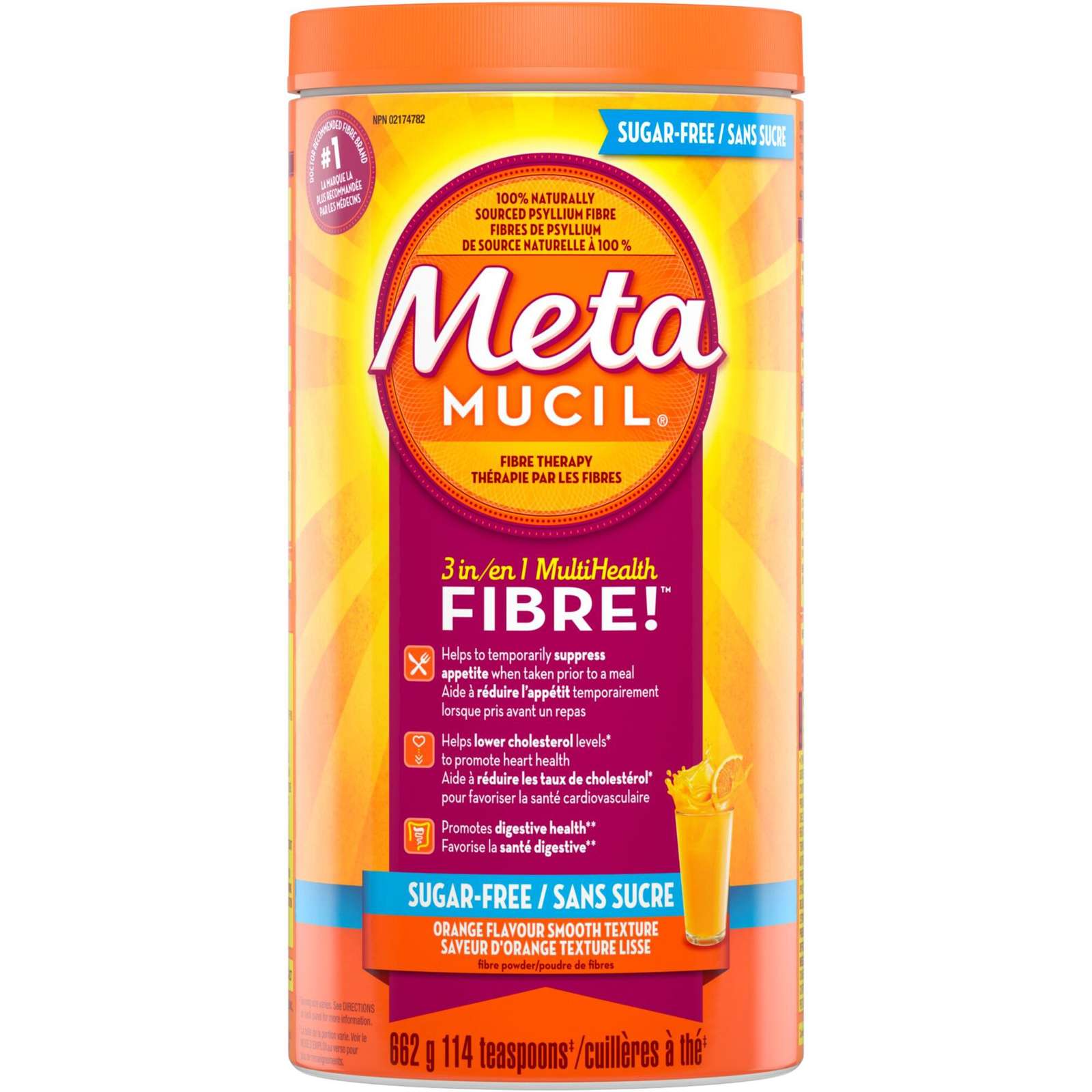 3 in 1 MultiHealth Fibre! Sugar-Free Fiber Suplement Powder, Orange, 662 g