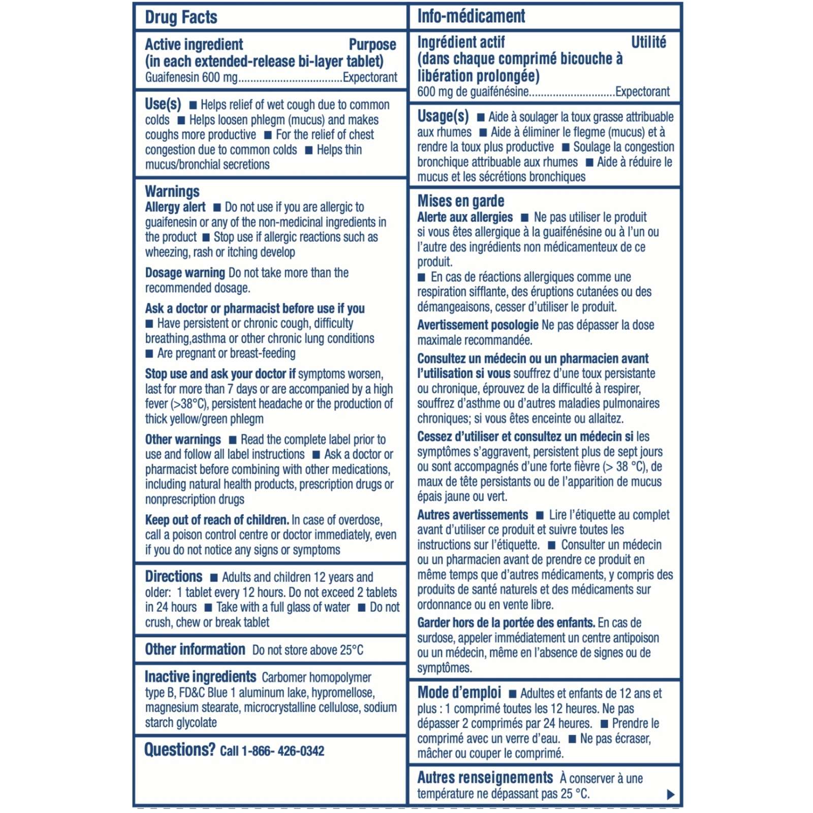 Chest Congestion Guaifenesin 600 mg Tablets Expectorant (Cough Medicine)