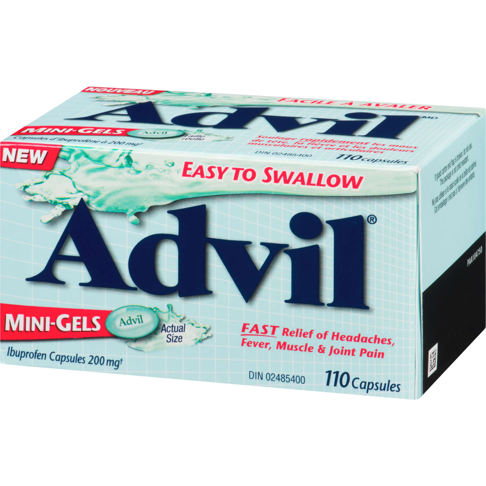 Advil Regular Strength Mini-Gels Ibuprofen Capsules for Headaches and Pain Relief, 200 mg, 110 Count