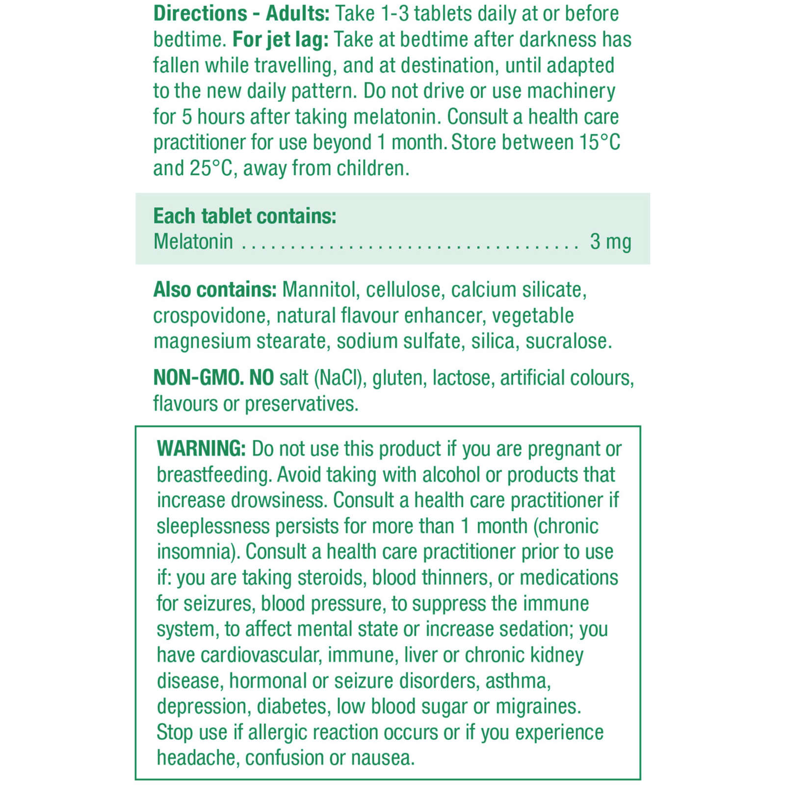 Melatonin Fast Dissolving Tablets, 3 mg