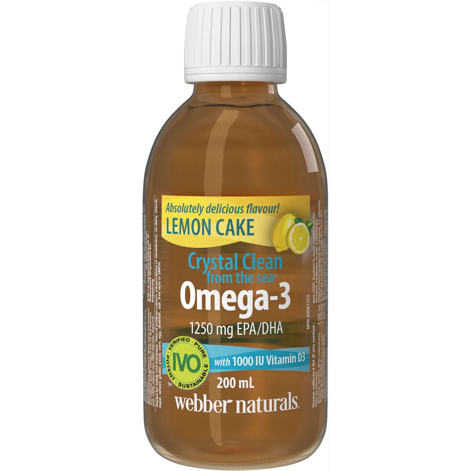 Crystal Clean from the sea® Omega-3 with 1000 IU Vitamin D3 1250 mg EPA/DHA Lemon Cake