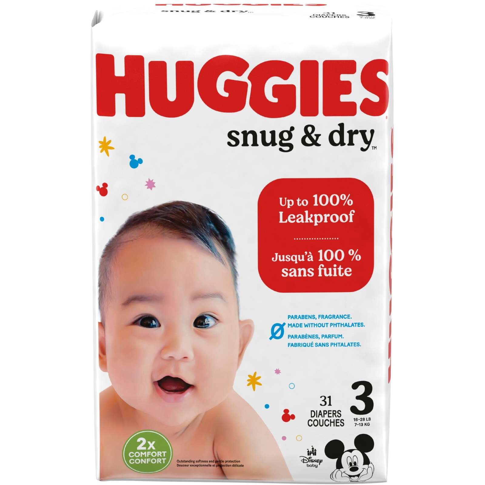 Snug & Dry Baby Diapers, Size 3 (16-28 lbs)