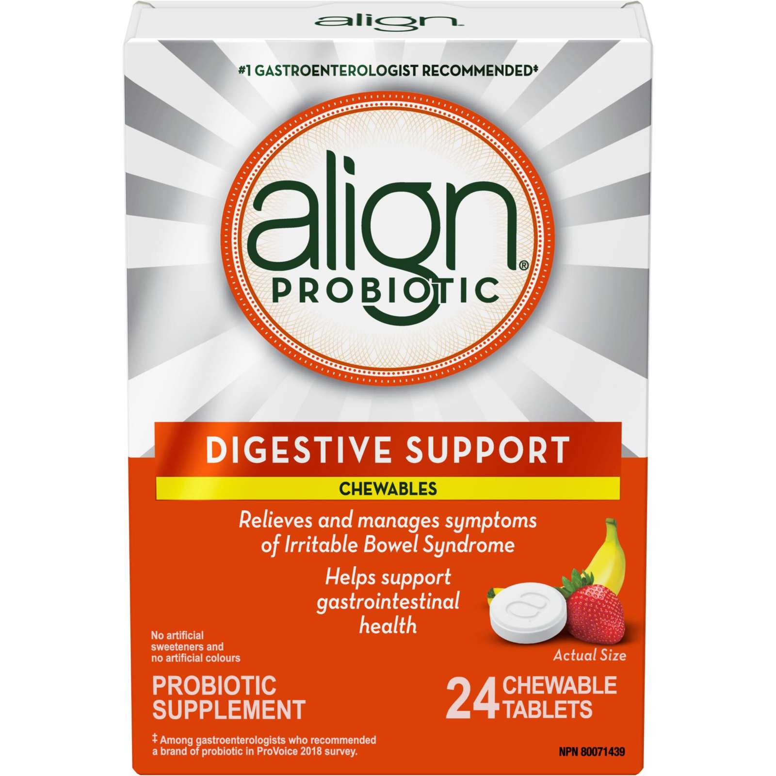 Align Probiotic, Chewables, daily probiotic supplement for digestive care, 24 chewable tablets, #1 Recommended Probiotic Brand by Doctors‡