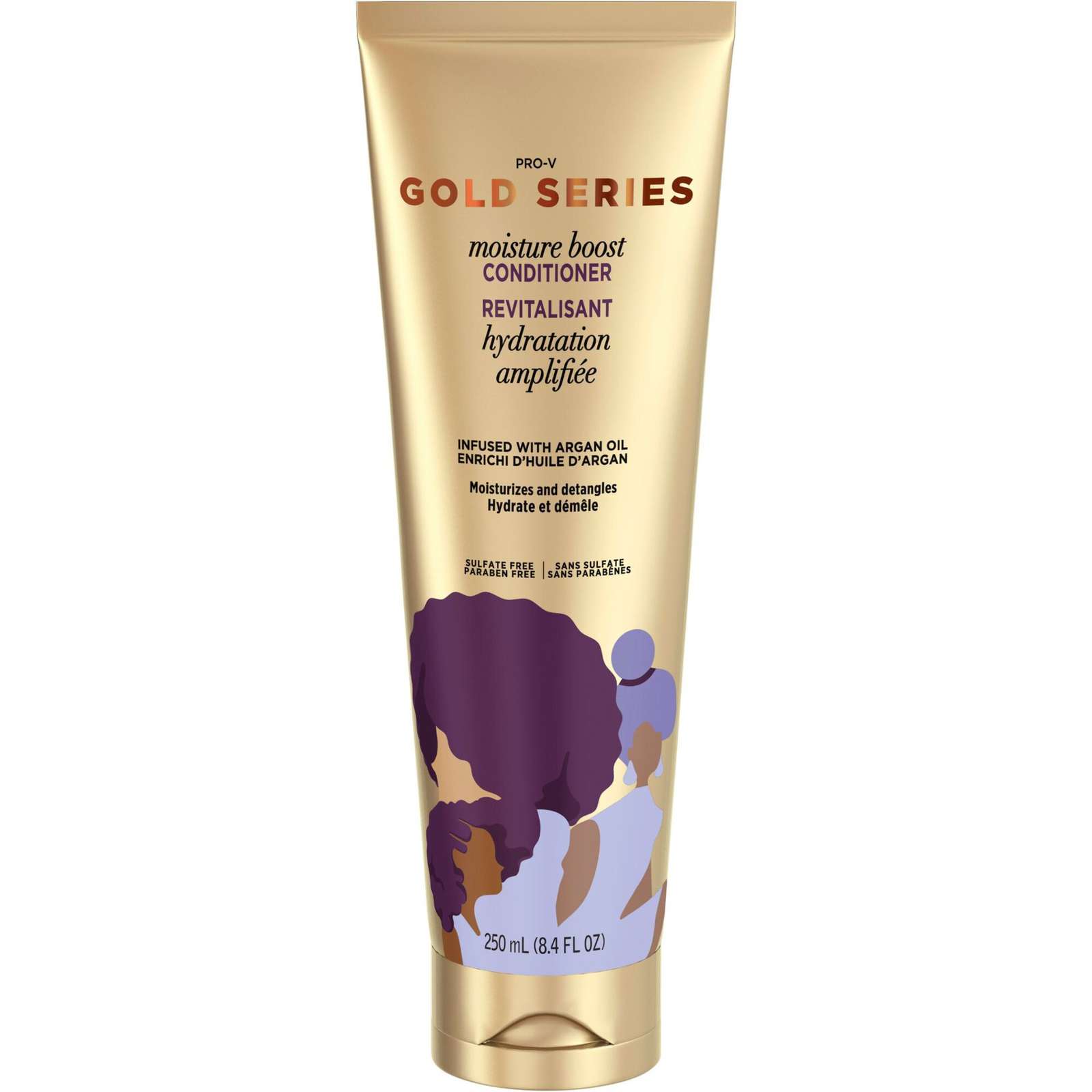 Gold Series from Pantene Sulfate-Free Moisture Boost Conditioner Infused with Argan Oil for Curly, Coily Hair, 250 mL
