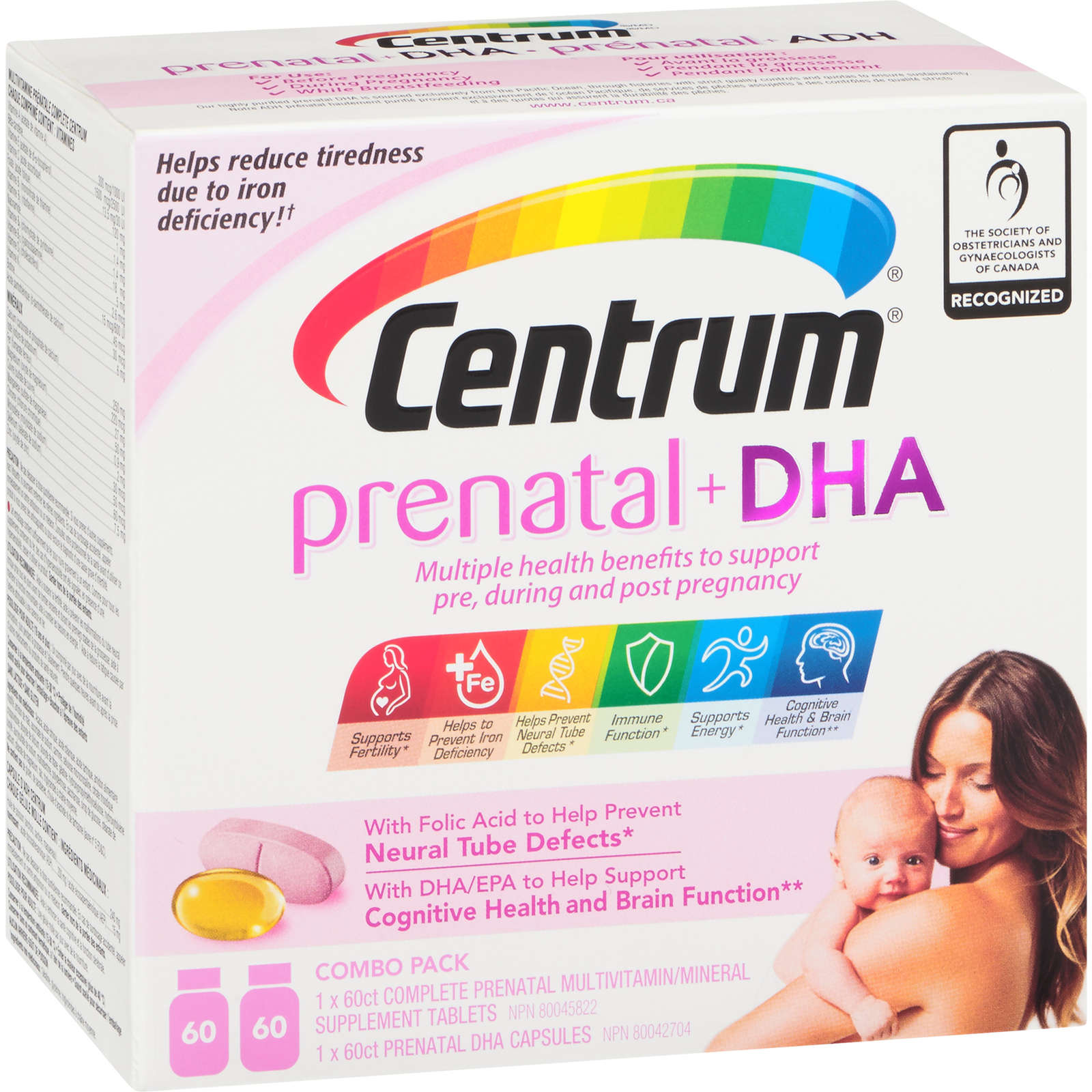 Centrum Prenatal+DHA Multivitamin Supplement with DHA/EPA Omega 3 Combo Pack, 120 Total Count