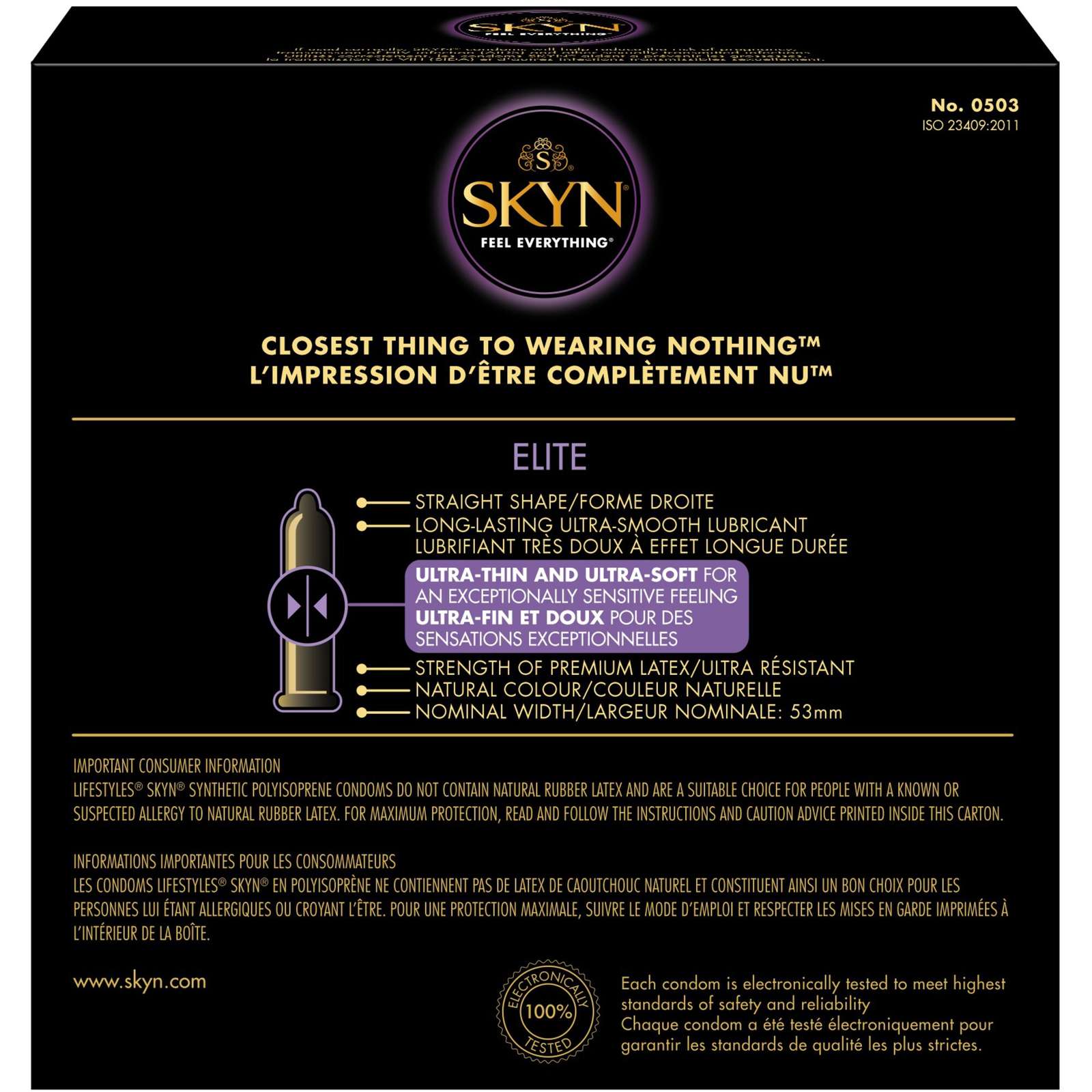 SKYN® Elite 22 Natural Latex Free Lubricated Condoms
