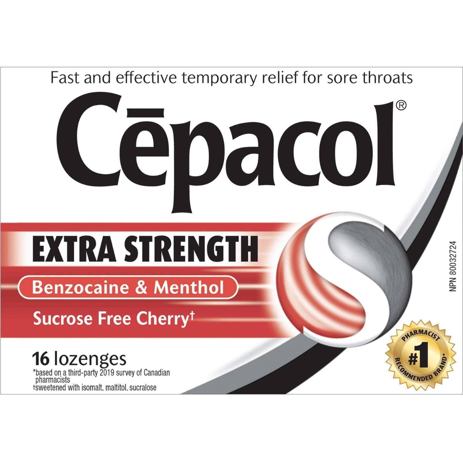 Cepacol® Extra Strength Sucrose Free Cherry, Sore Throat Lozenges, 16 ct