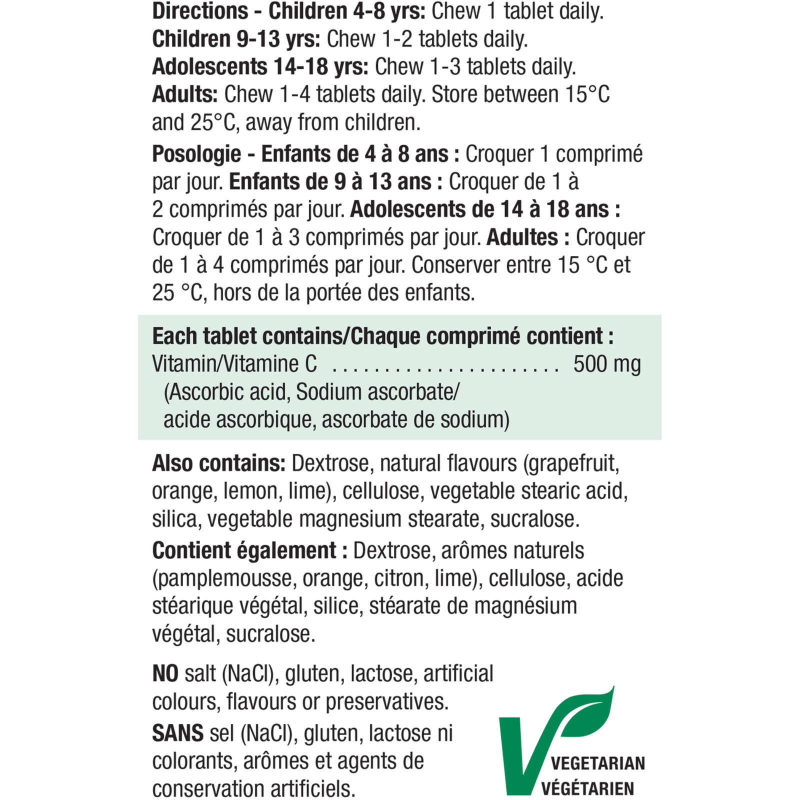 Chewable Vitamin C 500 mg Citrus Fruit Flavour