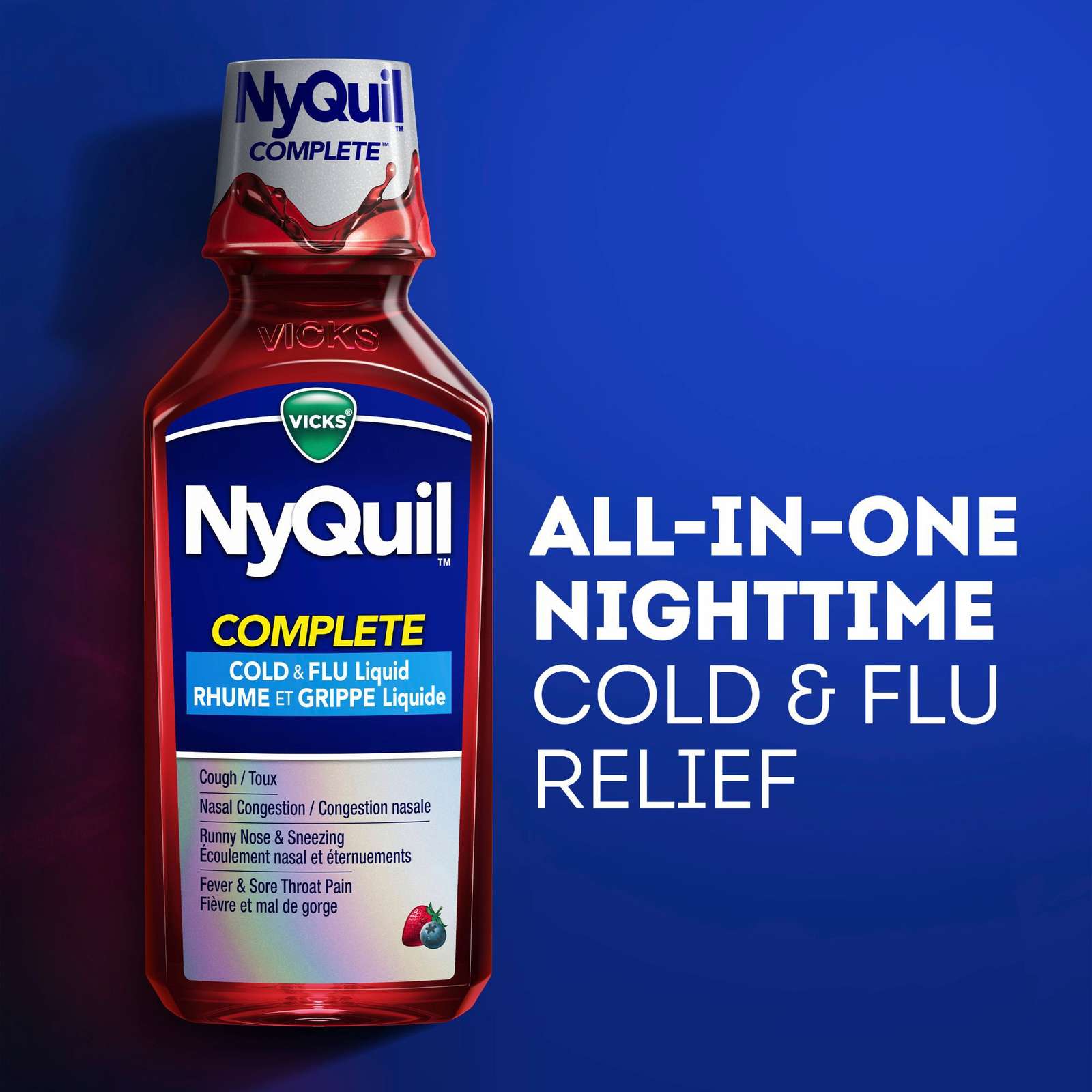 NyQuil COMPLETE Cold, Flu, and Congestion Medicine, 354 mL, Berry Flavor