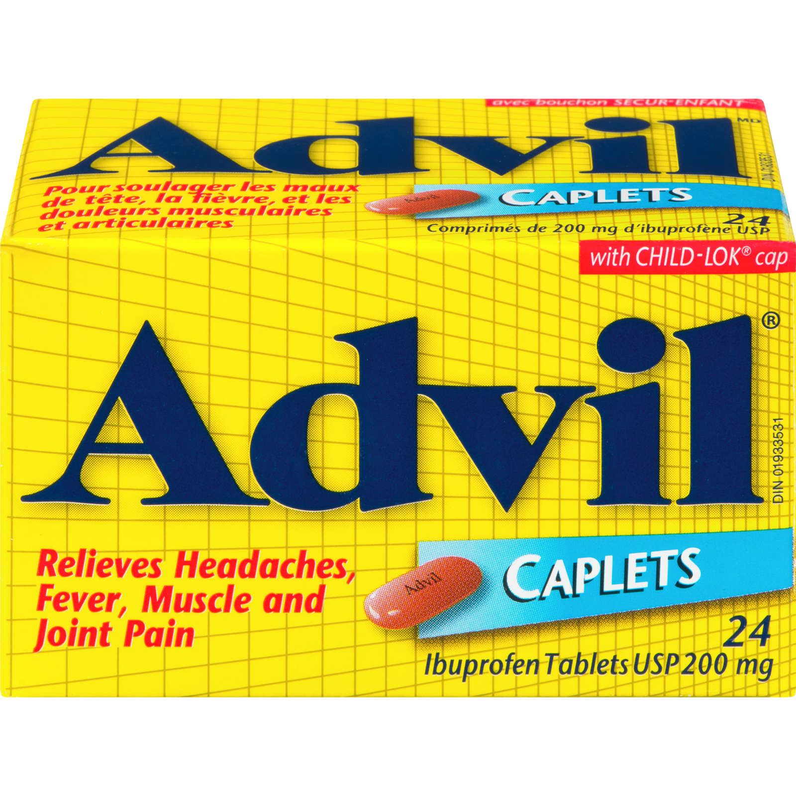 Advil Regular Strength Ibuprofen Caplets for Headaches and Pain Relief, 200 mg, 24 Count