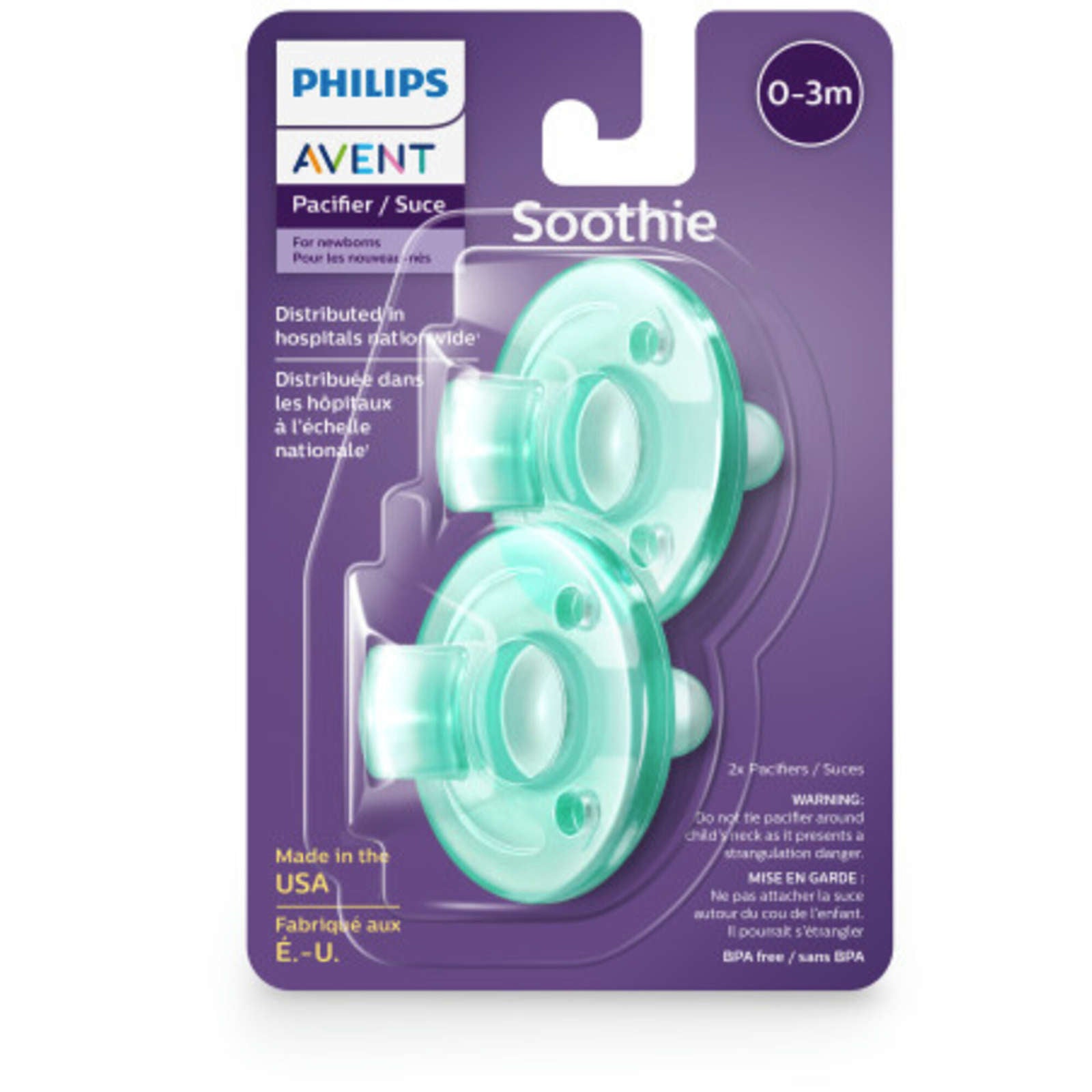 Avent Soothie Pacifier 0-3m, Green , 2 pack, SCF190/01