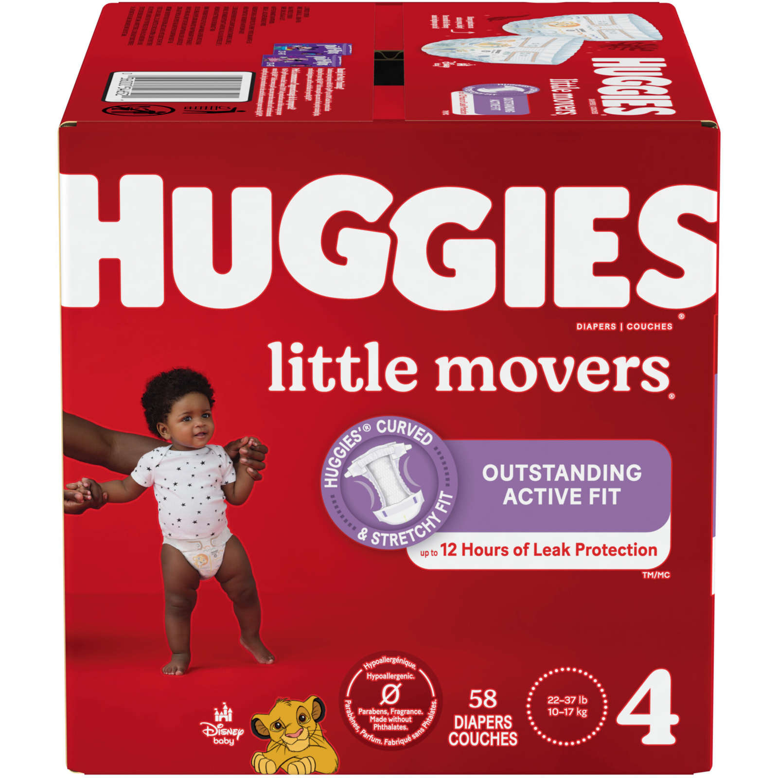 Huggies Little Movers Baby Diapers, Size 4, 58 Count