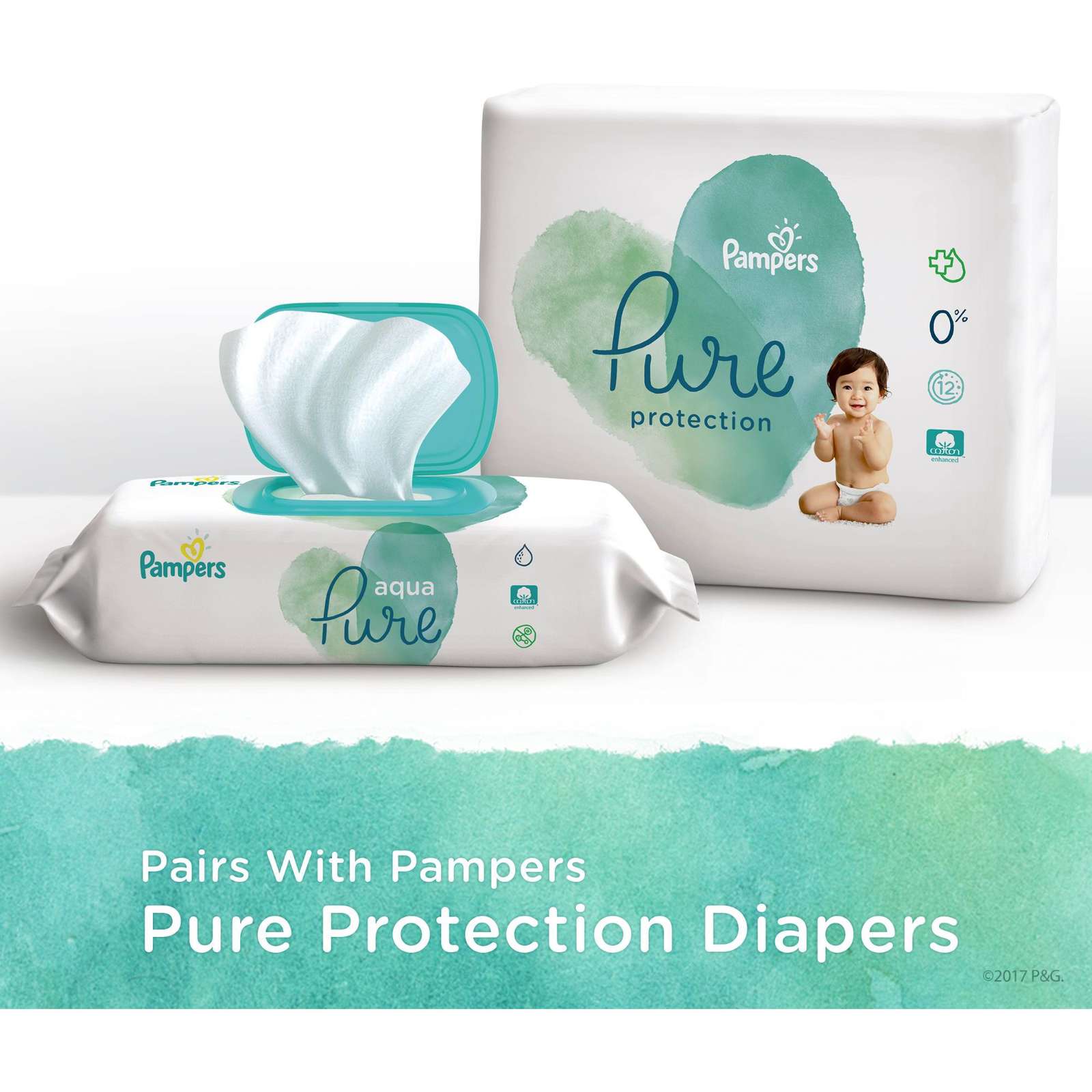 Pampers Aqua Pure Sensitive Baby Wipes 2X Pop-Top 112 Count