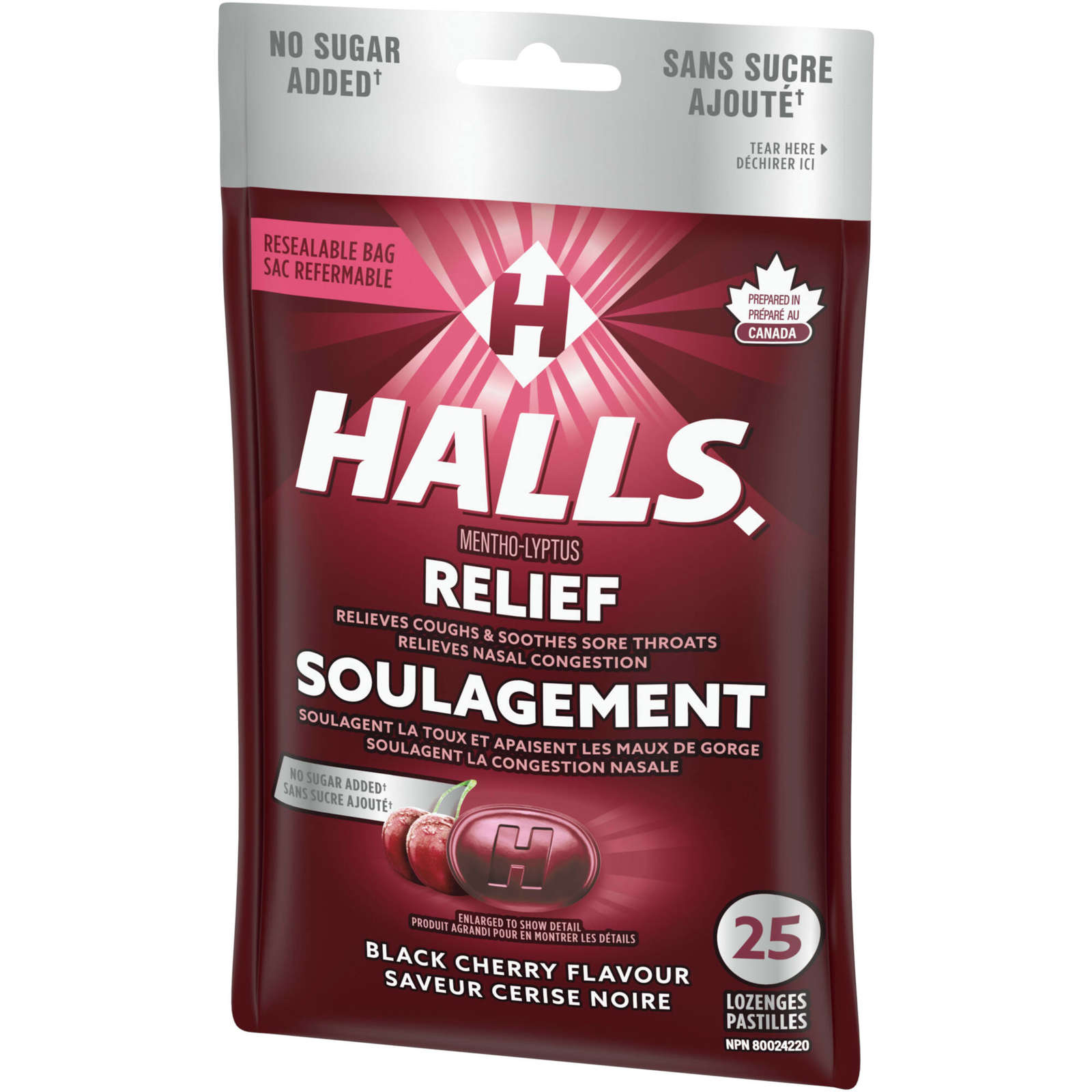 Halls Relief Mentho-Lyptus Black Cherry Flavour, 25 Cough Drops