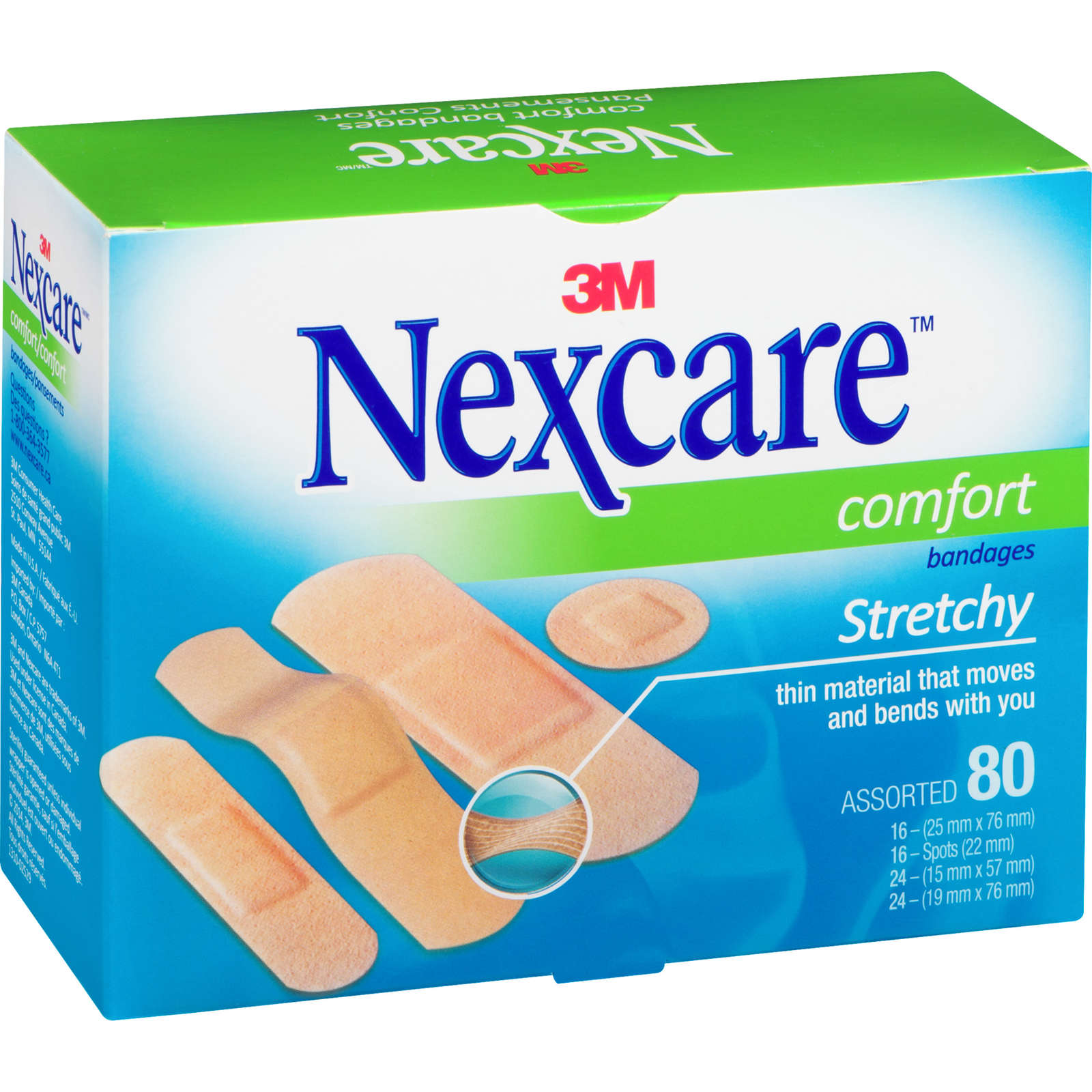 Nexcare™ Ultra Stretch Bandages, Ast. Sizes, 80 pk