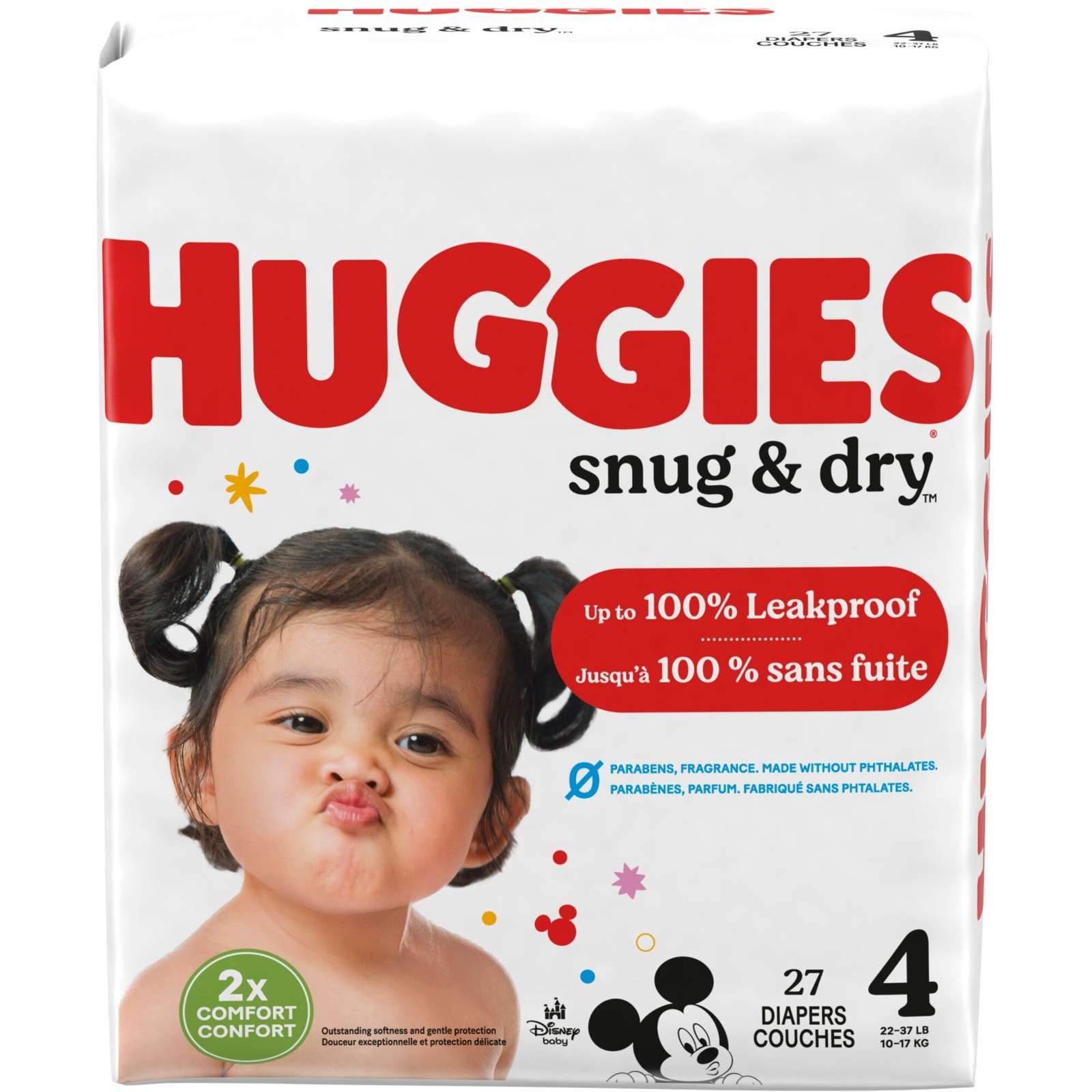 Snug & Dry Baby Diapers, Size 4 (22-37 lbs)