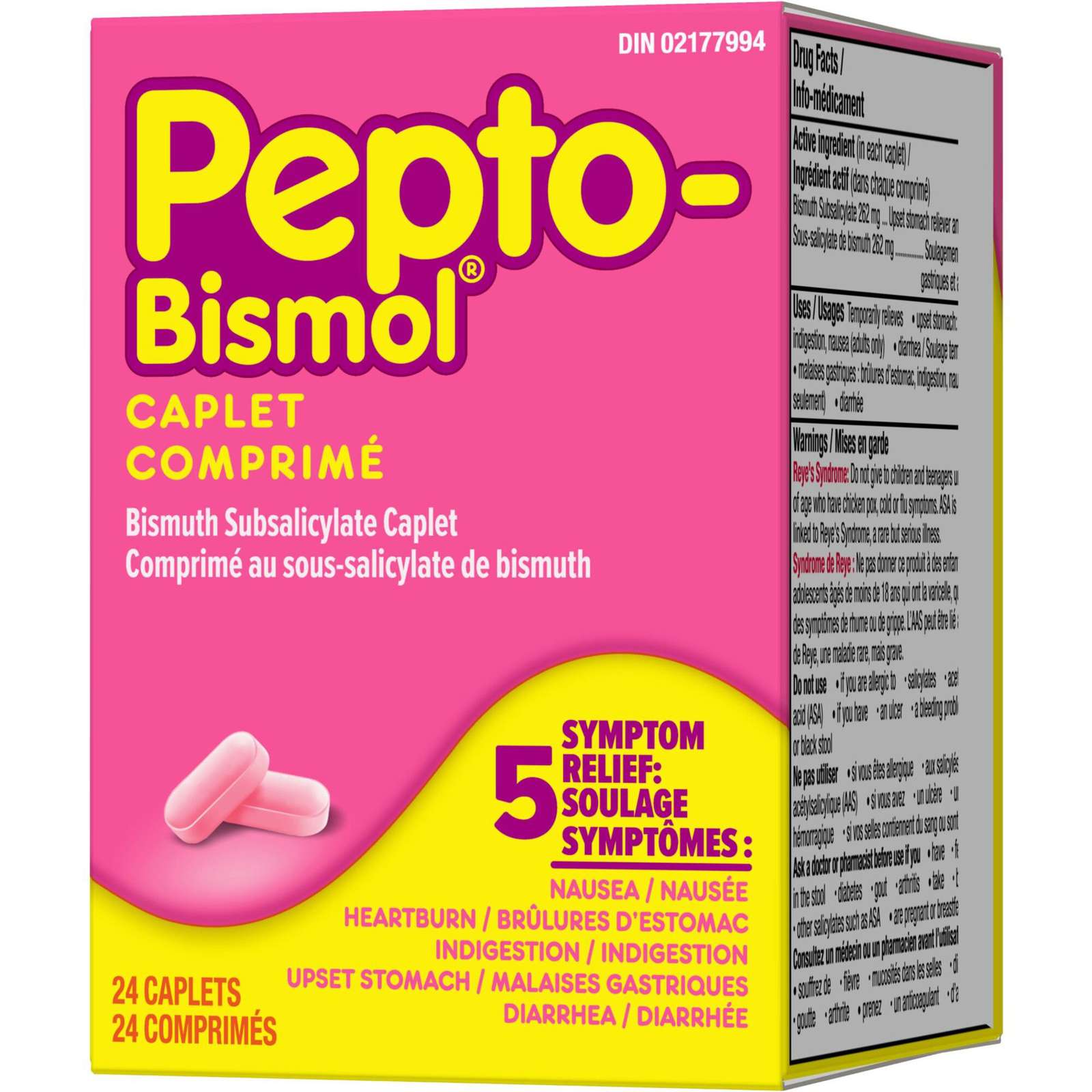 Pepto Bismol Caplets for Nausea, Heartburn, Indigestion, Upset Stomach, and Diarrhea 24 ct