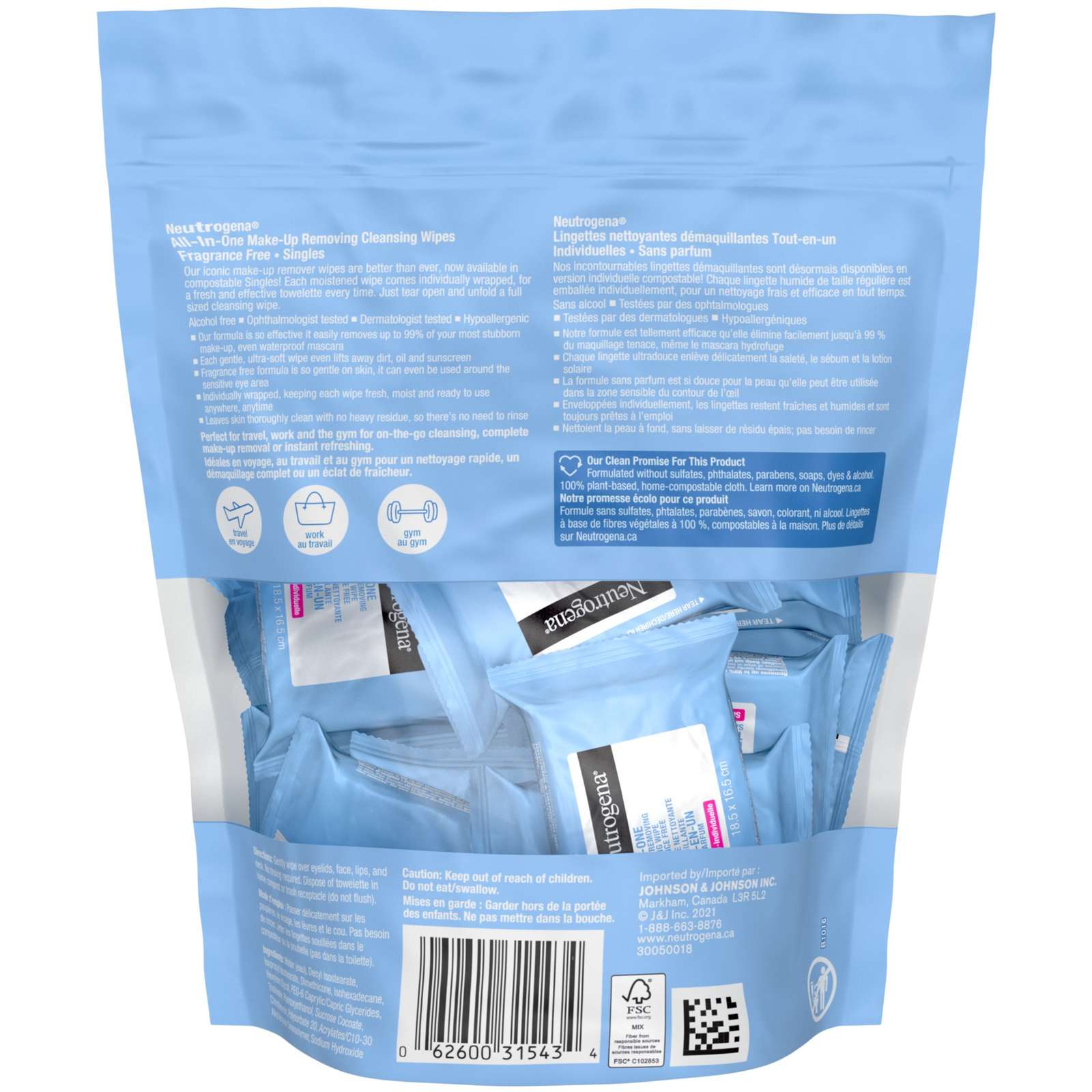 All-in-One Makeup Removing Cleansing Wipes, Waterproof Mascara Removal, Fragrance Free, Plant Based Biodegradable Wipes