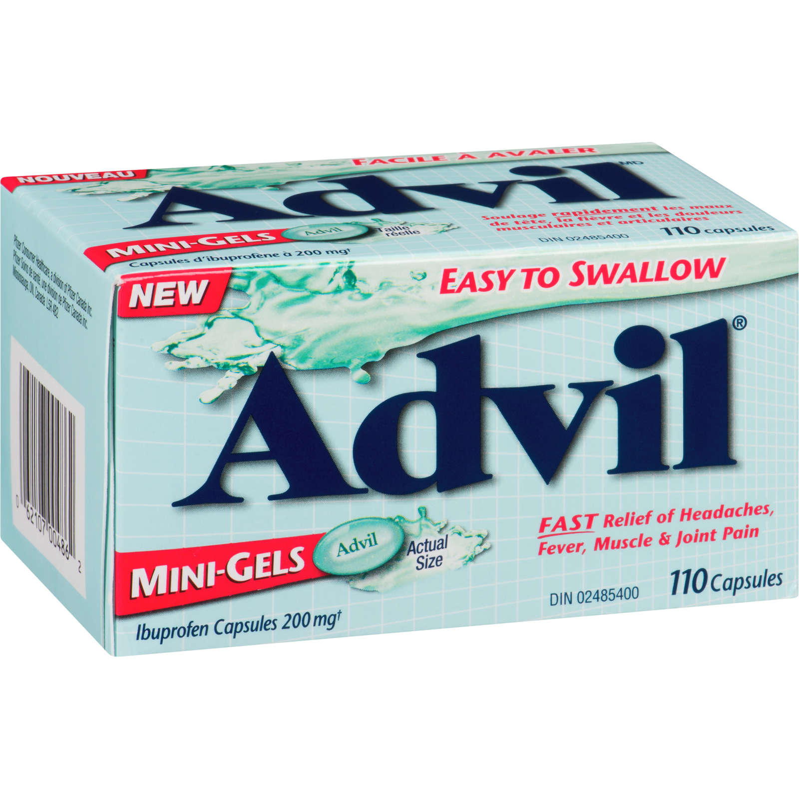 Advil Regular Strength Mini-Gels Ibuprofen Capsules for Headaches and Pain Relief, 200 mg, 110 Count