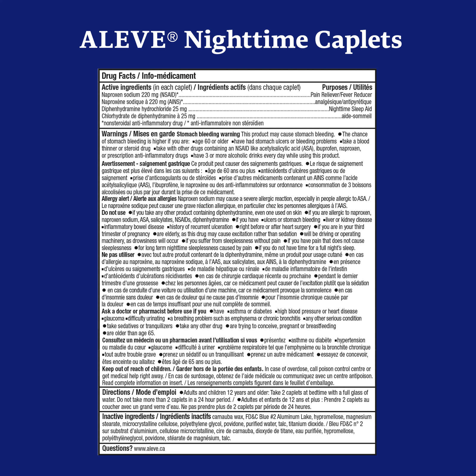 ALEVE Nighttime, Pain Reliever and Sleep Aid, Naproxen Sodium, 20 Caplets