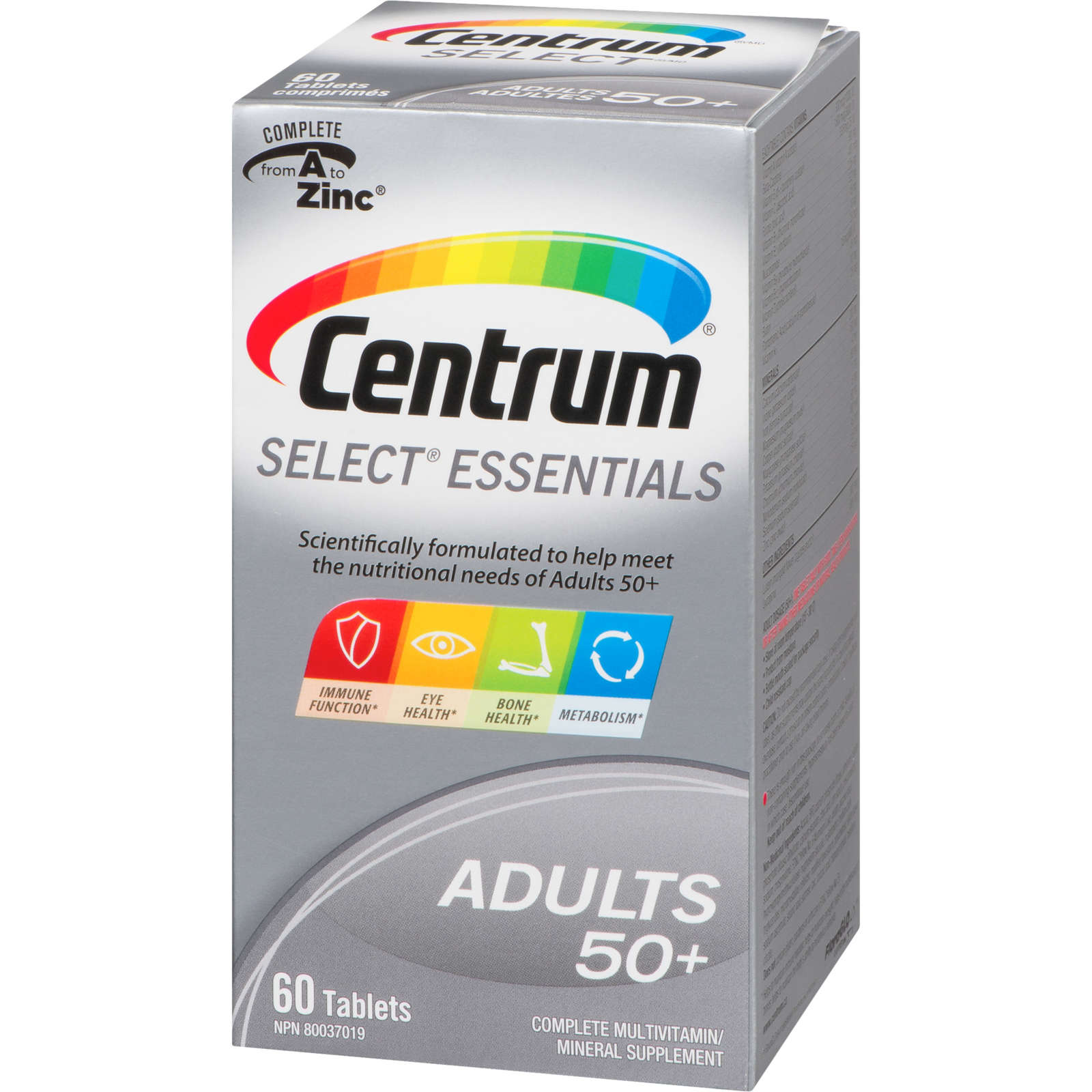 Centrum Select Essentials Adults 50+ Multivitamin and Multimineral Supplement Tablets, 60 Count