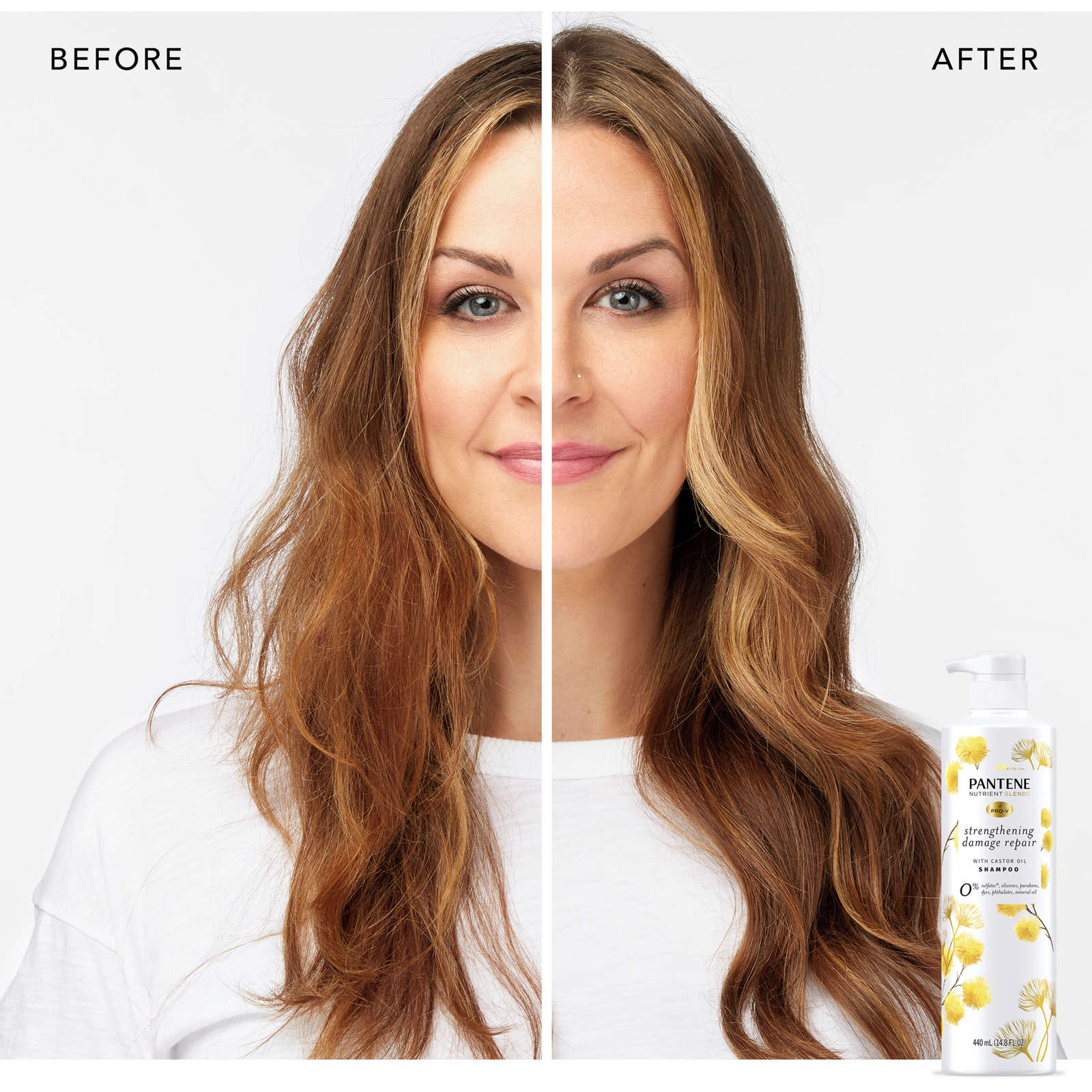 Sulfate Free Shampoo, Hair Strengthening Anti Frizz Damage Repair with Castor Oil, Safe for Color Treated Hair, Nutrient Blends