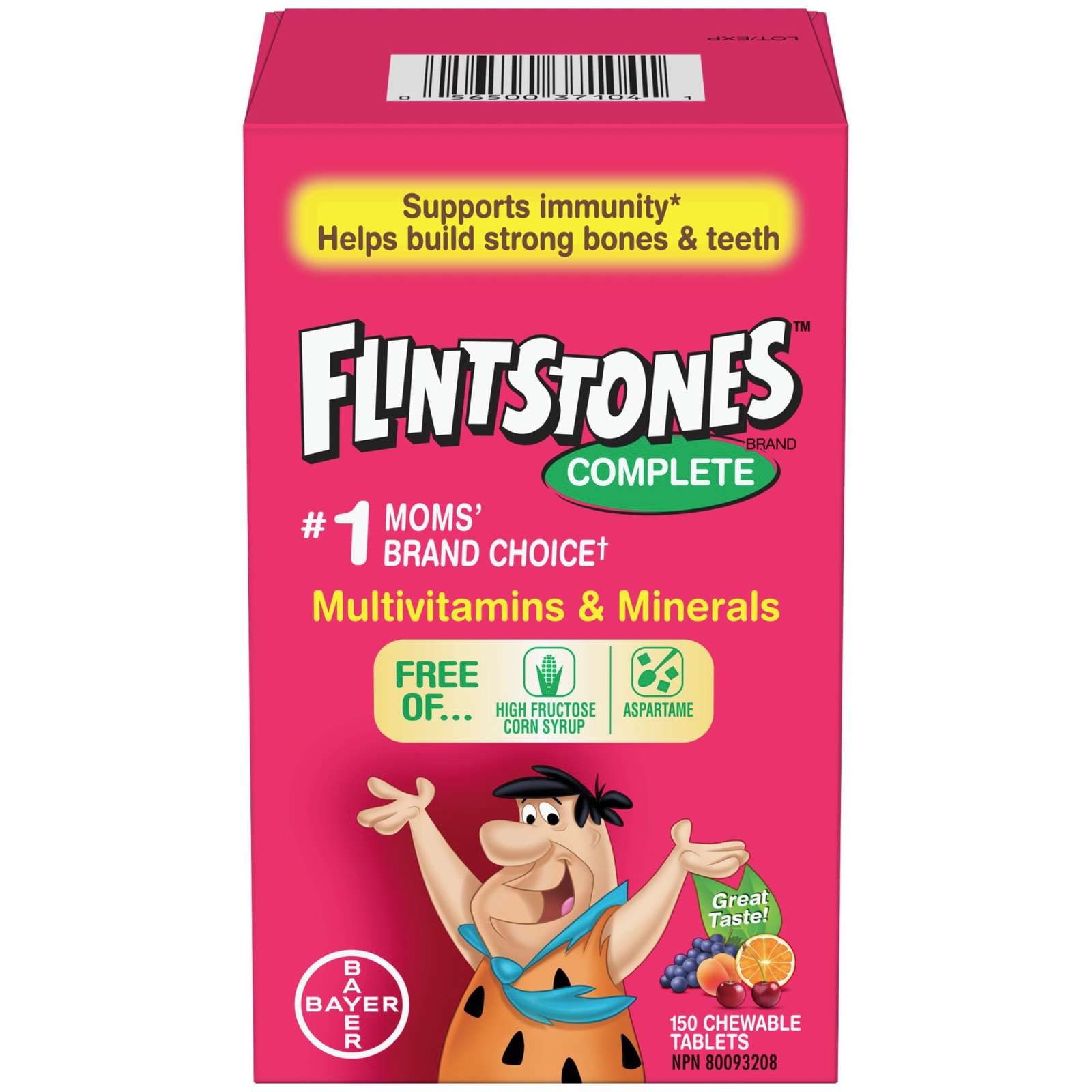 FLINTSTONES Complete Chewable Multivitamin & Minerals for Kids, Aspartame-Free, with Vitamin A, C, B6, B12, D, E, Calcium, 150 count