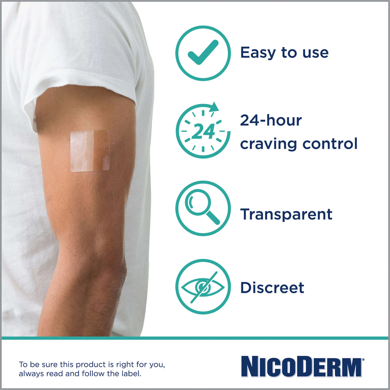 NICODERM® Stop Smoking System, STEP 1, 7 clear patches (one patch daily) 21 mg/day