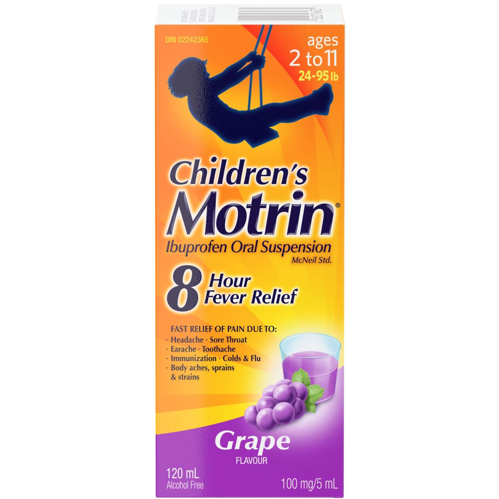 Children's Liquid Pain Relief, Ibuprofen, Grape Flavour