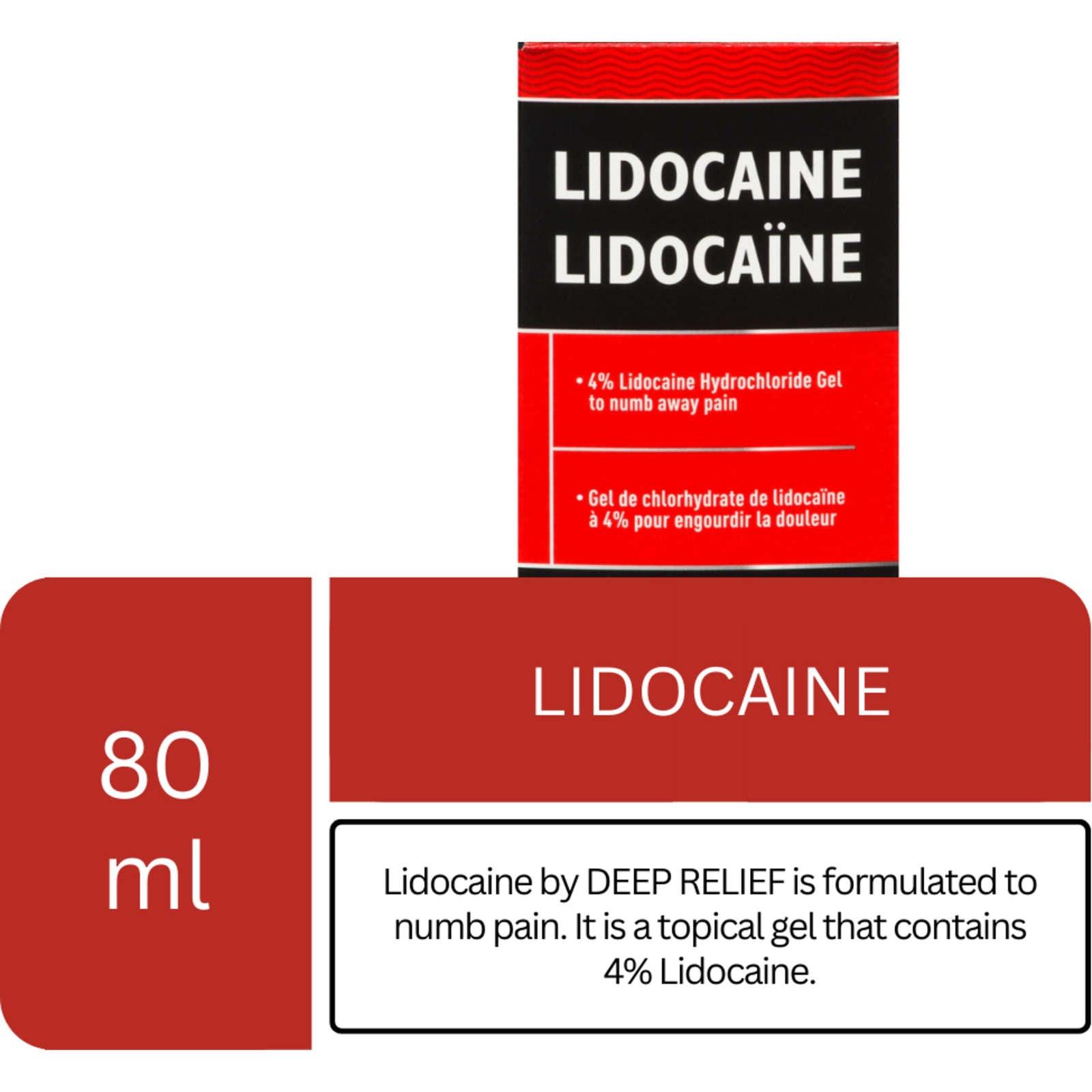 Lidocaine By Deep Relief, Numbing Pain Relief Gel