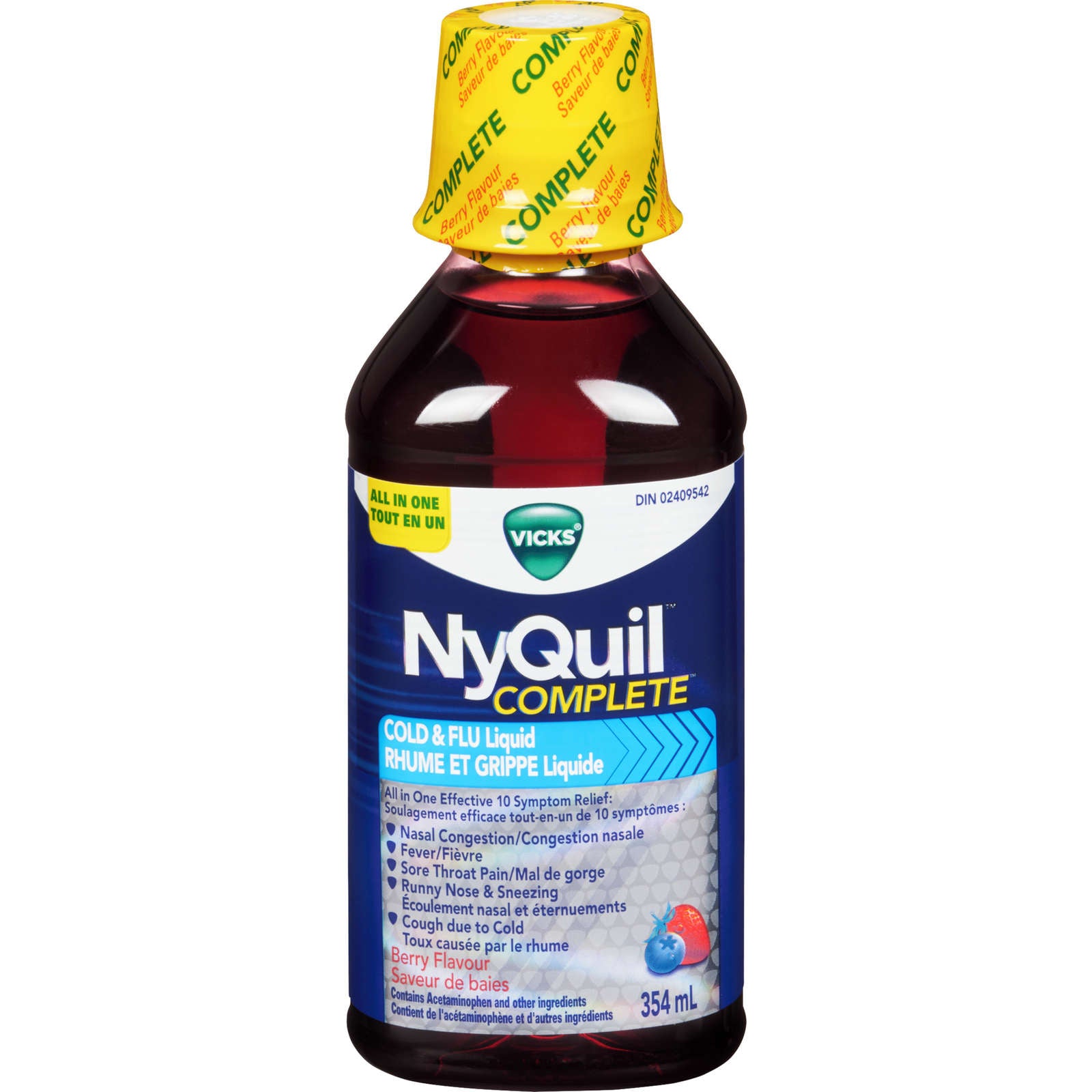 NyQuil COMPLETE Cold, Flu, and Congestion Medicine, 354 mL, Berry Flavor