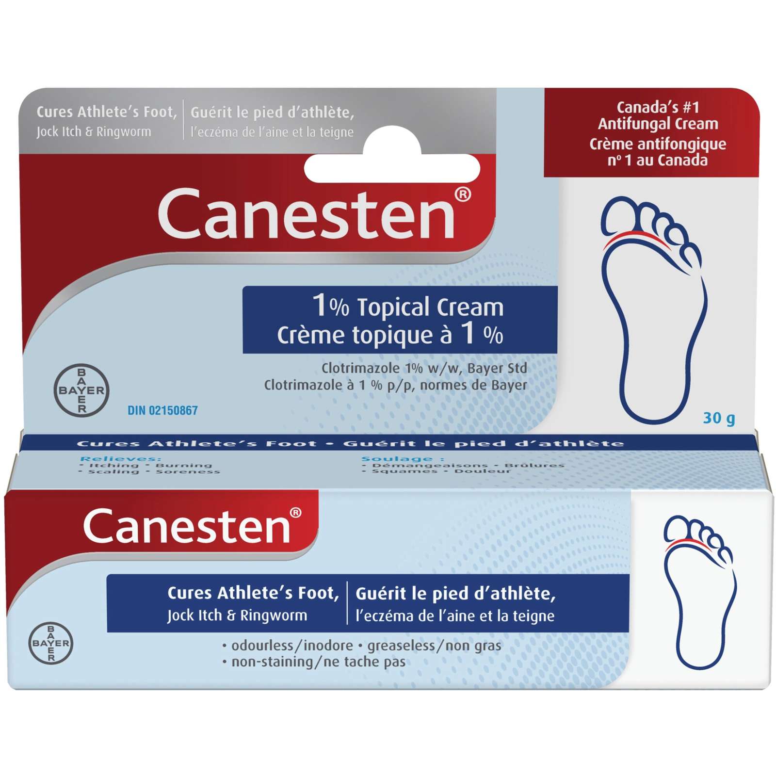 Caneson Plus Canesten Antifungal 1-Percent Topical Cream, Relieves Itching, Burning ...