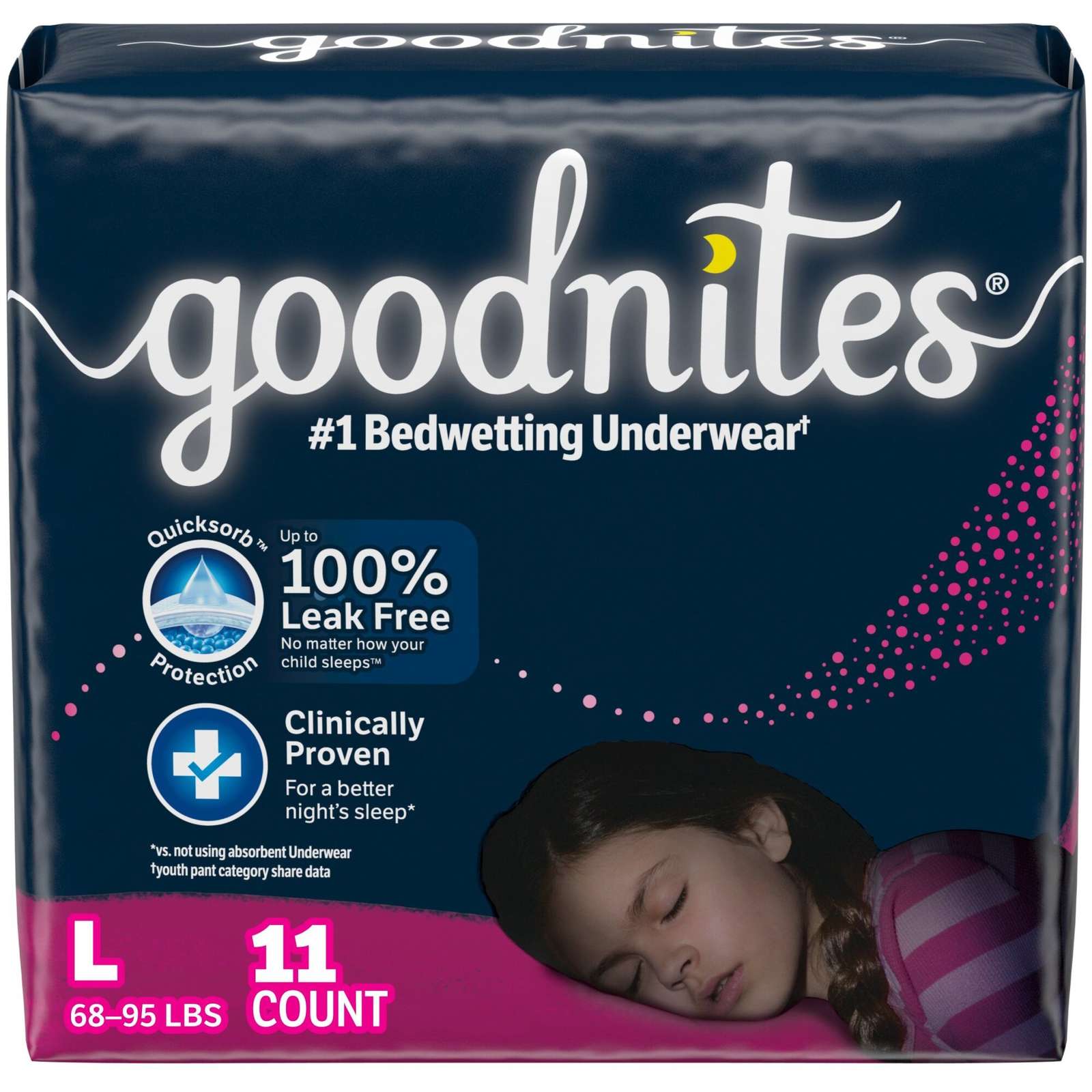 Goodnites Girls' Nighttime Bedwetting Underwear, L (68-95 lb.)